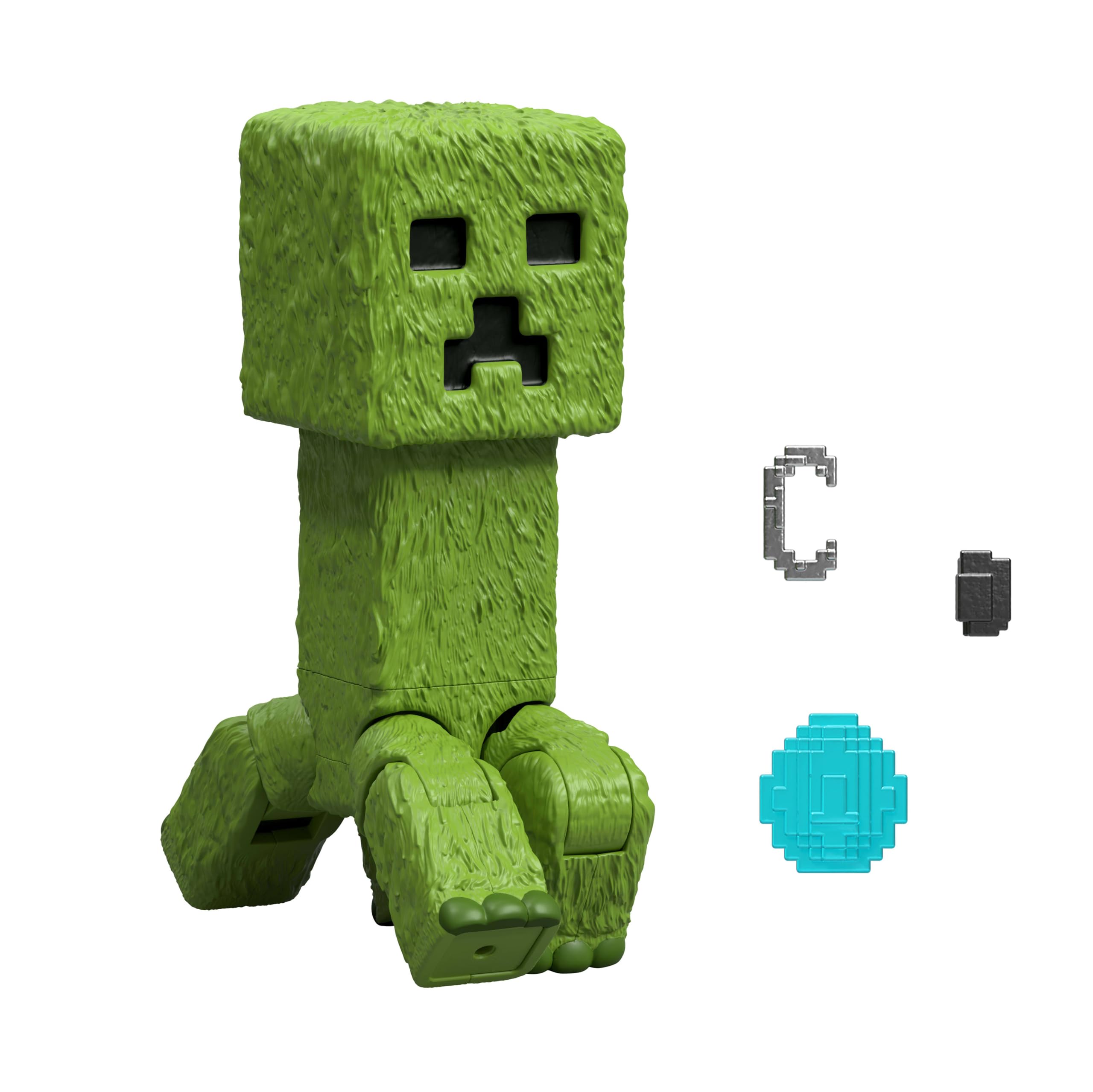 Minecraft Action Figure & Accessories Set - 4-inch Posable Creeper with Movie-Inspired Details by Mattel