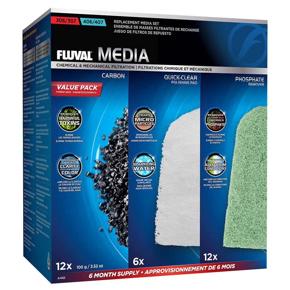 Fluval 307/407 Filter Media Value Pack | 6-Month Supply for Freshwater & Saltwater 1