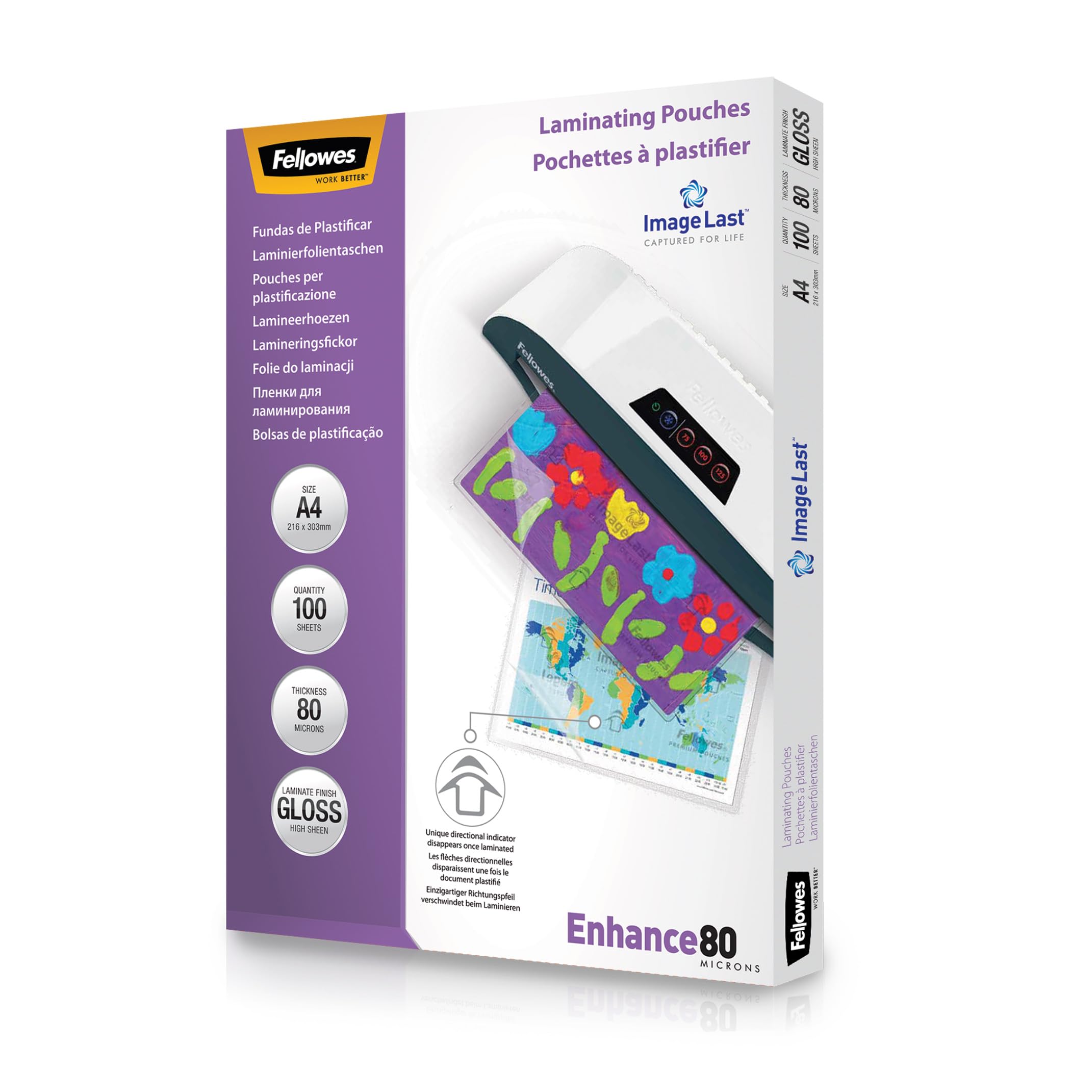 Fellowes A4 Laminating Pouches, 160 Micron (2 x 80 Micron), Gloss Finish, Pack of 100