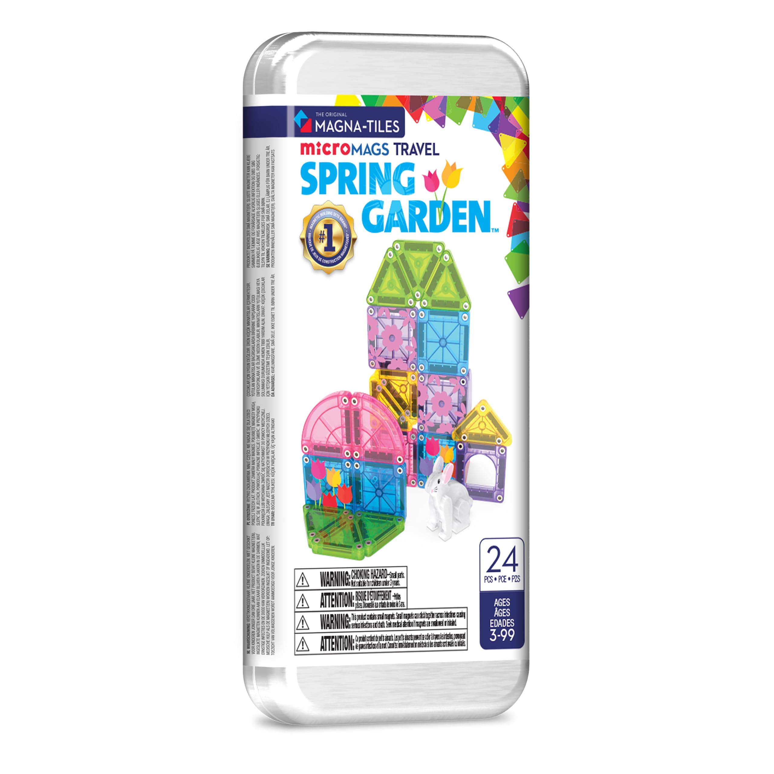 Magna-Tiles Spring Garden Travel Set - 24 Pieces | Ages 3+ | Magnetic Building Toy