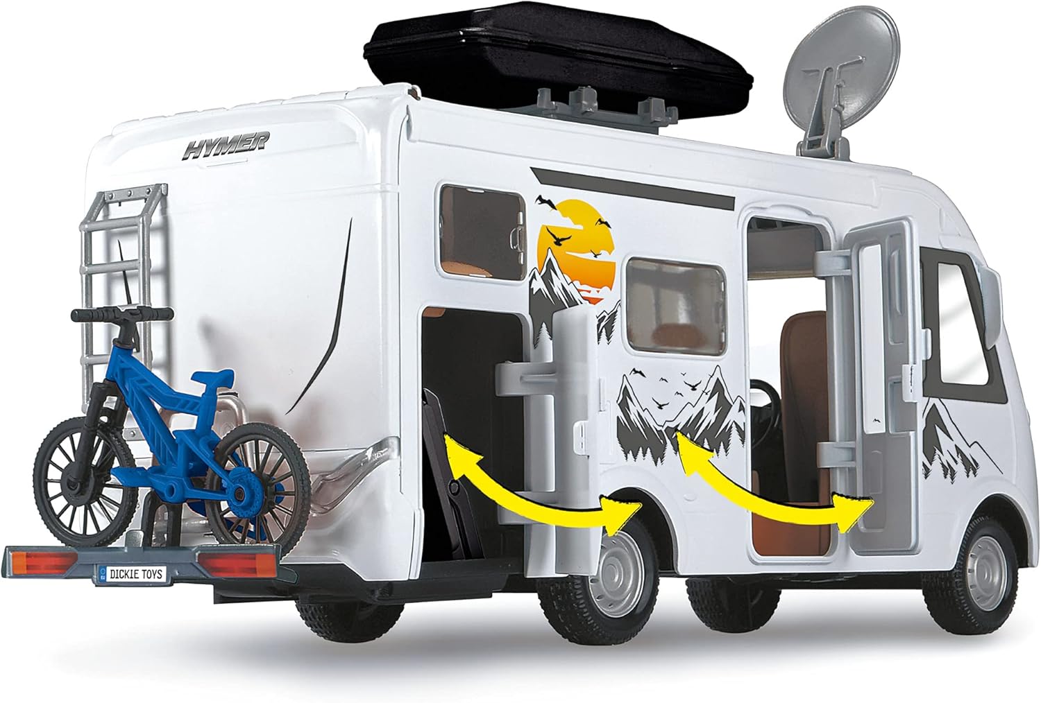 Dickie Toys 203837021 Caravan Playset - 30 cm Folding Camping Trolley with Lights & Accessories (White) 7