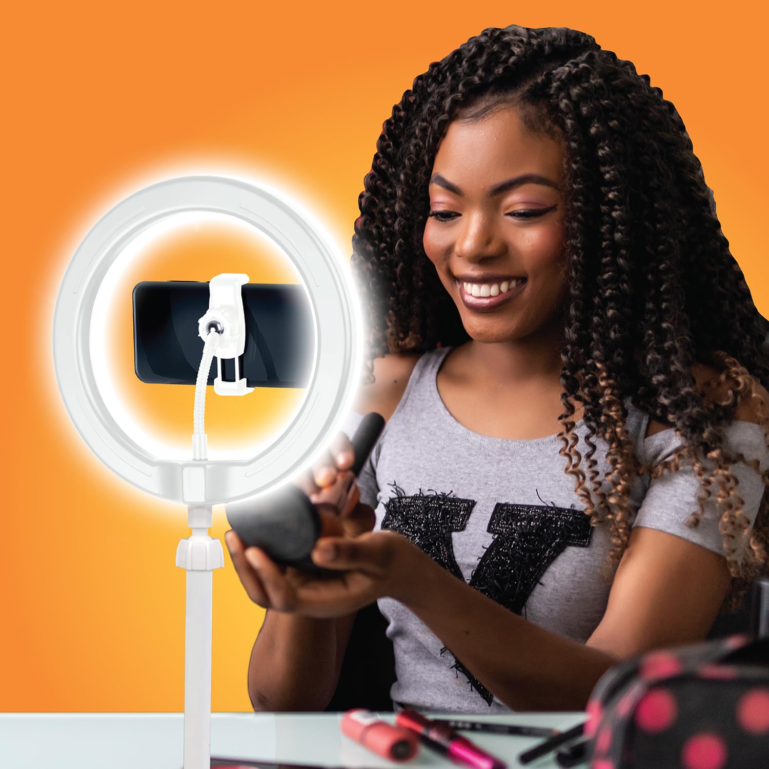 Studio Creator Video Maker Kit – White Edition | LED Ring Light, Green Screen, Tripod & Phone Holder 11