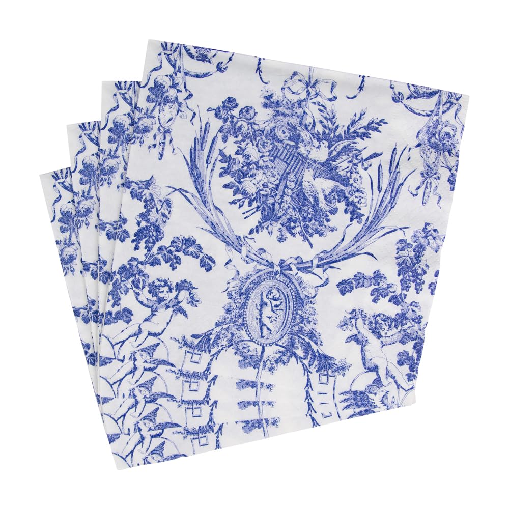 Caspari Romantic Toile Blue Luncheon Napkins - 20 Pack 3
