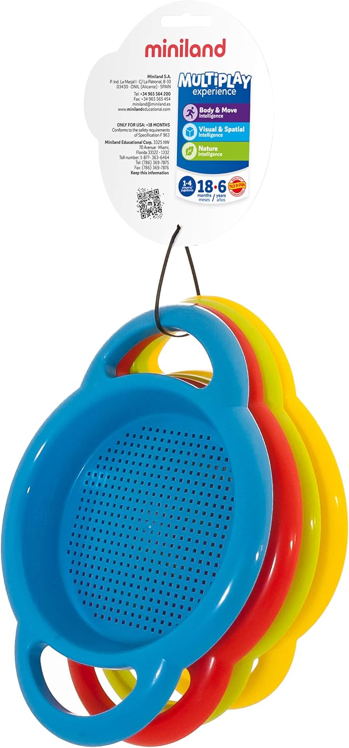 Miniland 4-Piece Special Sieve Set - Flexible Sand & Snow Playset for Toddlers
