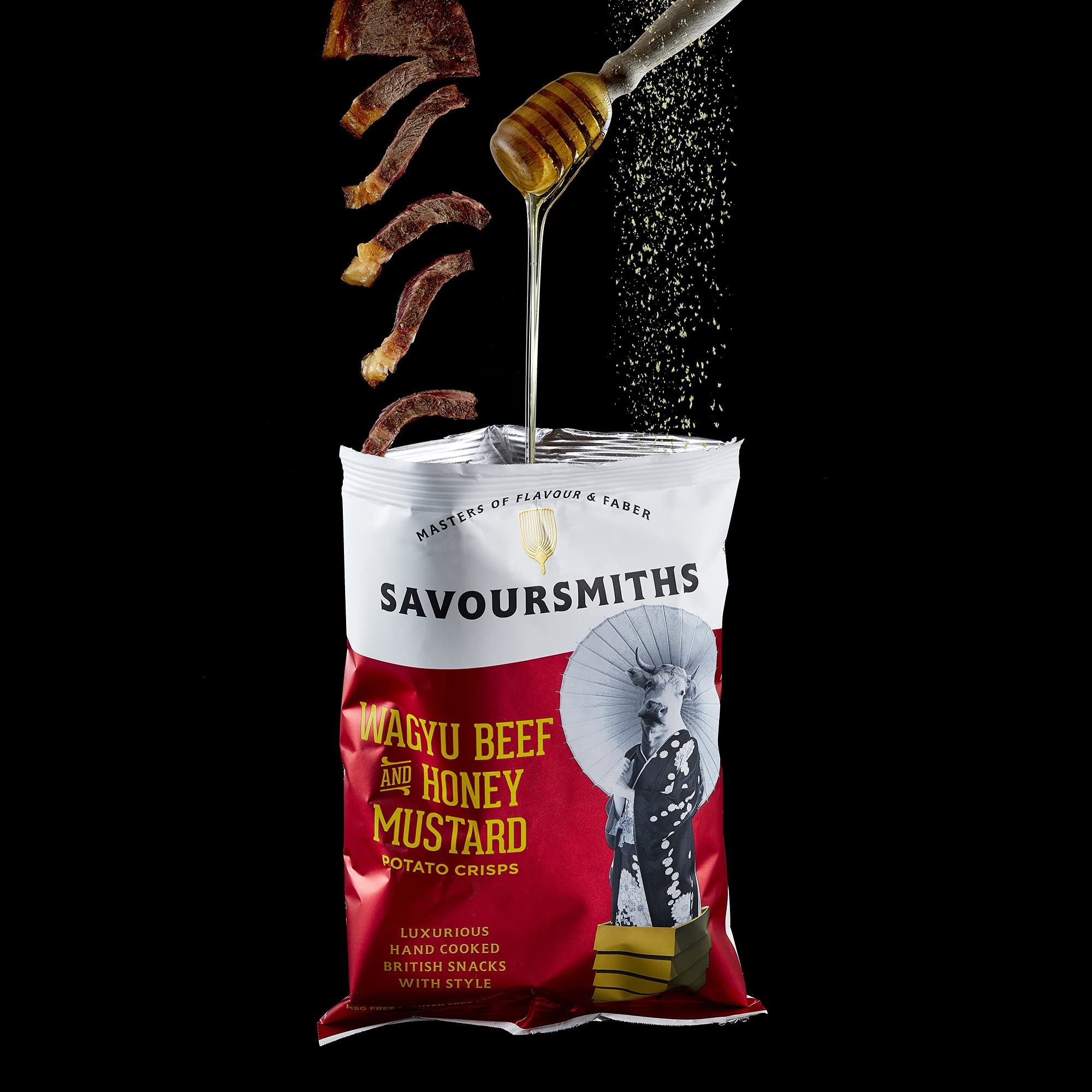 Savoursmiths Big 5 Flavours – 5 x 150 g Beutel | Luxus-Chips | Trüffel &amp; Rosmarin | Wagyu-Rindfleisch &amp; Honig-Senf | Wüstensalz | Somerset Cheddar &amp; Schalotte | Wüstensalz &amp; Essig | Gluten- &amp; MSG-frei 8