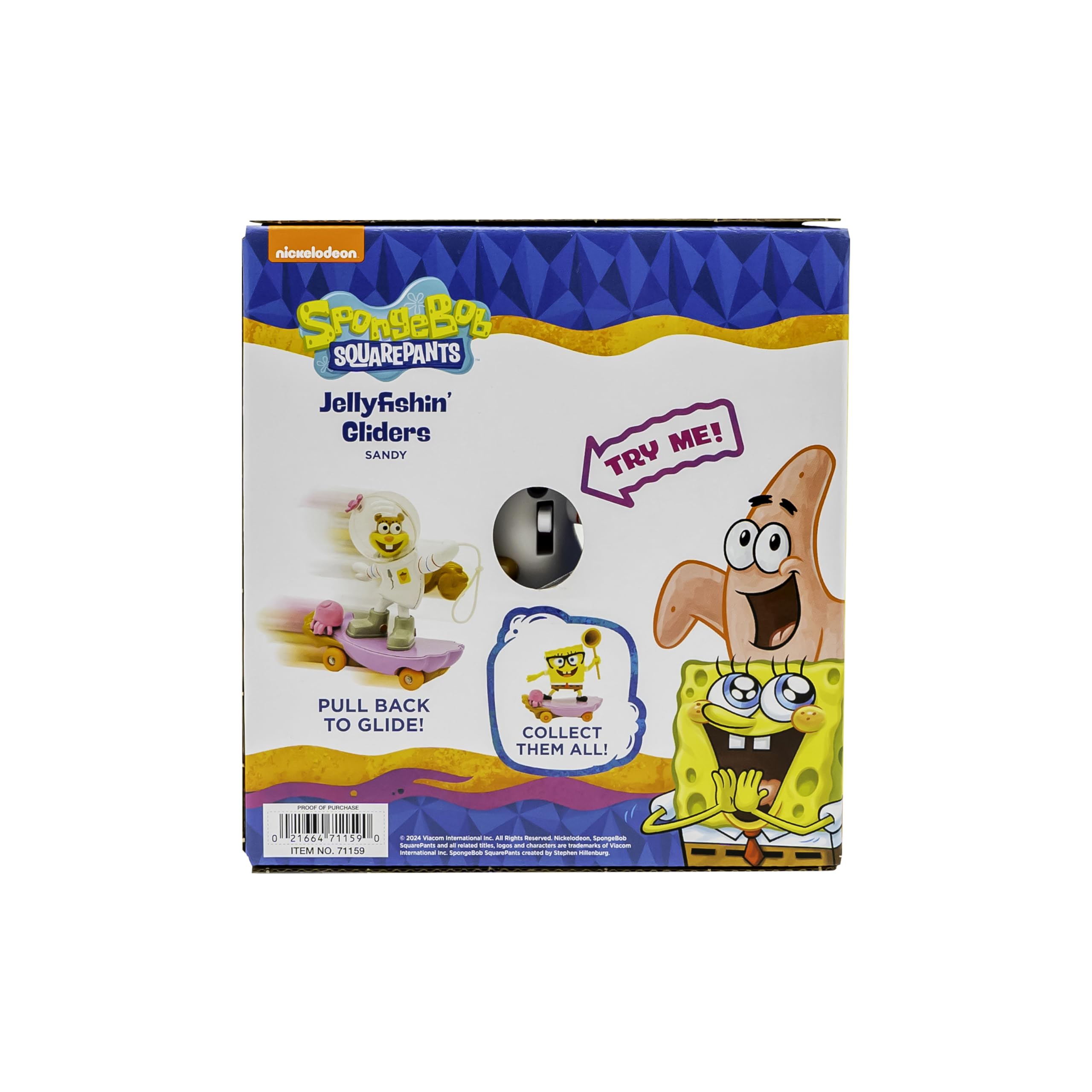 SpongeBob SquarePants Jelly Fishin’ Gliders - Sandy Cheeks Pull-Back Surf Toy for Ages 3+ 5