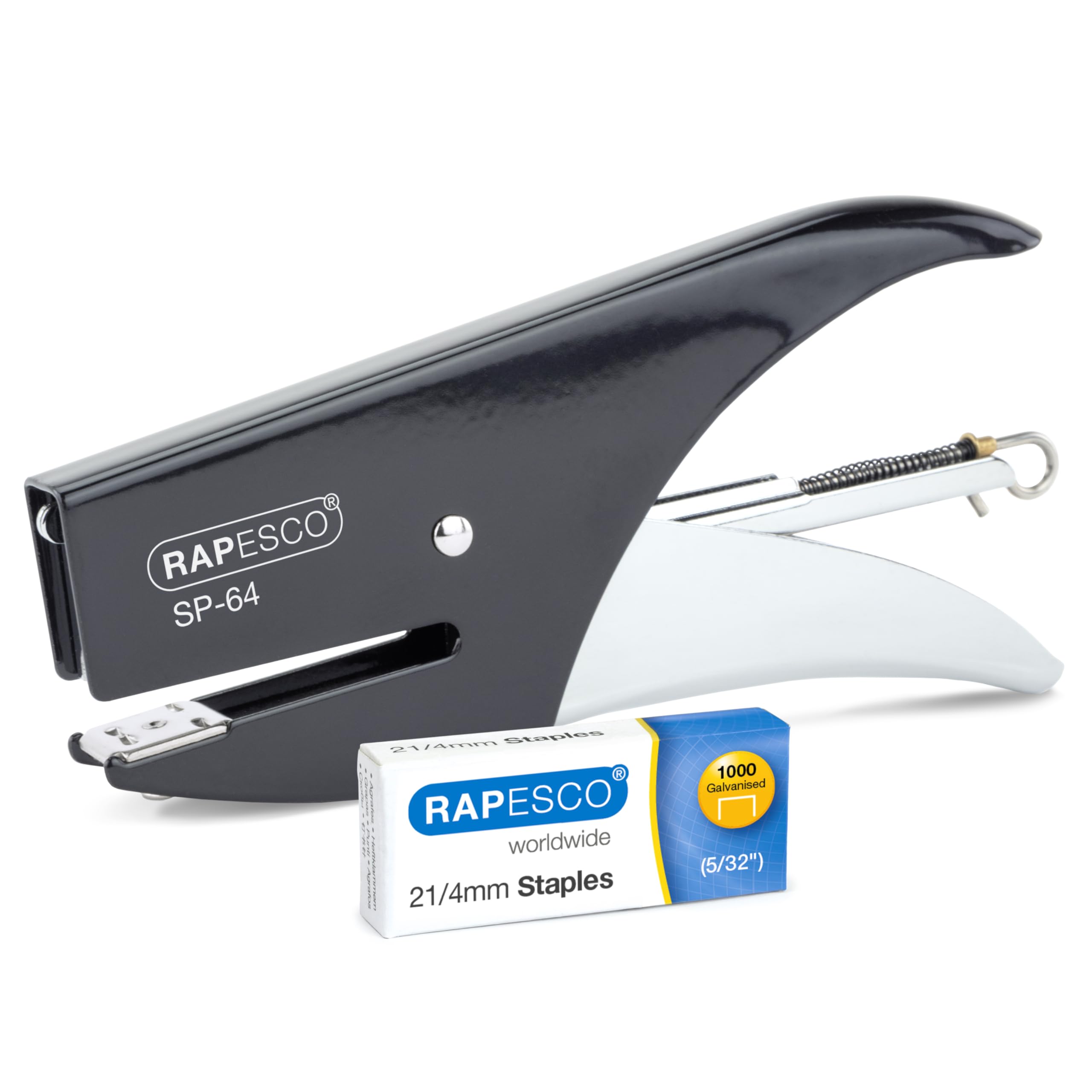 RAPESCO 1267 SP-64 Stapling Plier - 12 Sheet Capacity | Black Metal Construction | Includes 1000 Staples 1