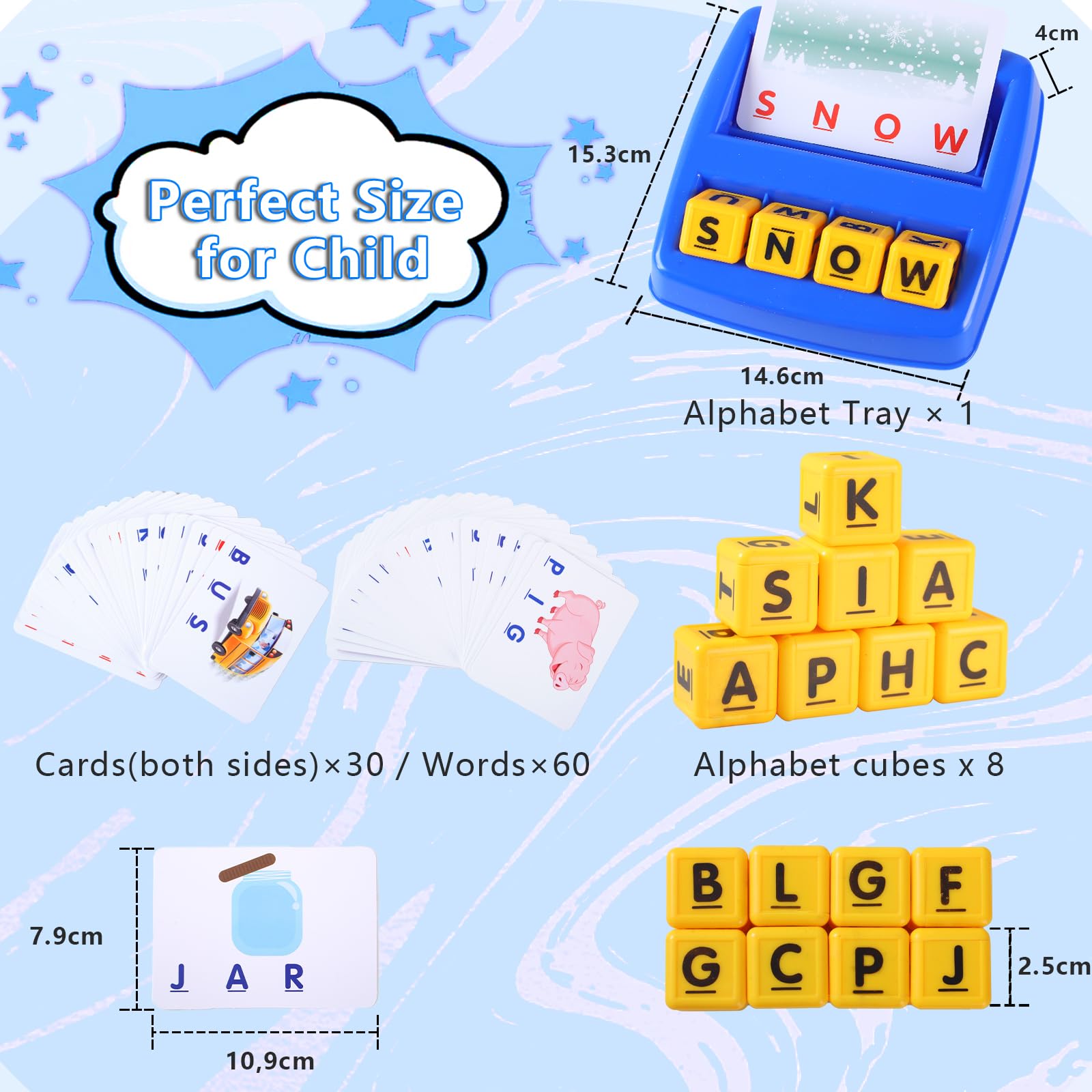 MOXYOY Educational Spelling Matching Game - Learning Toy for Kids Ages 3+ 5