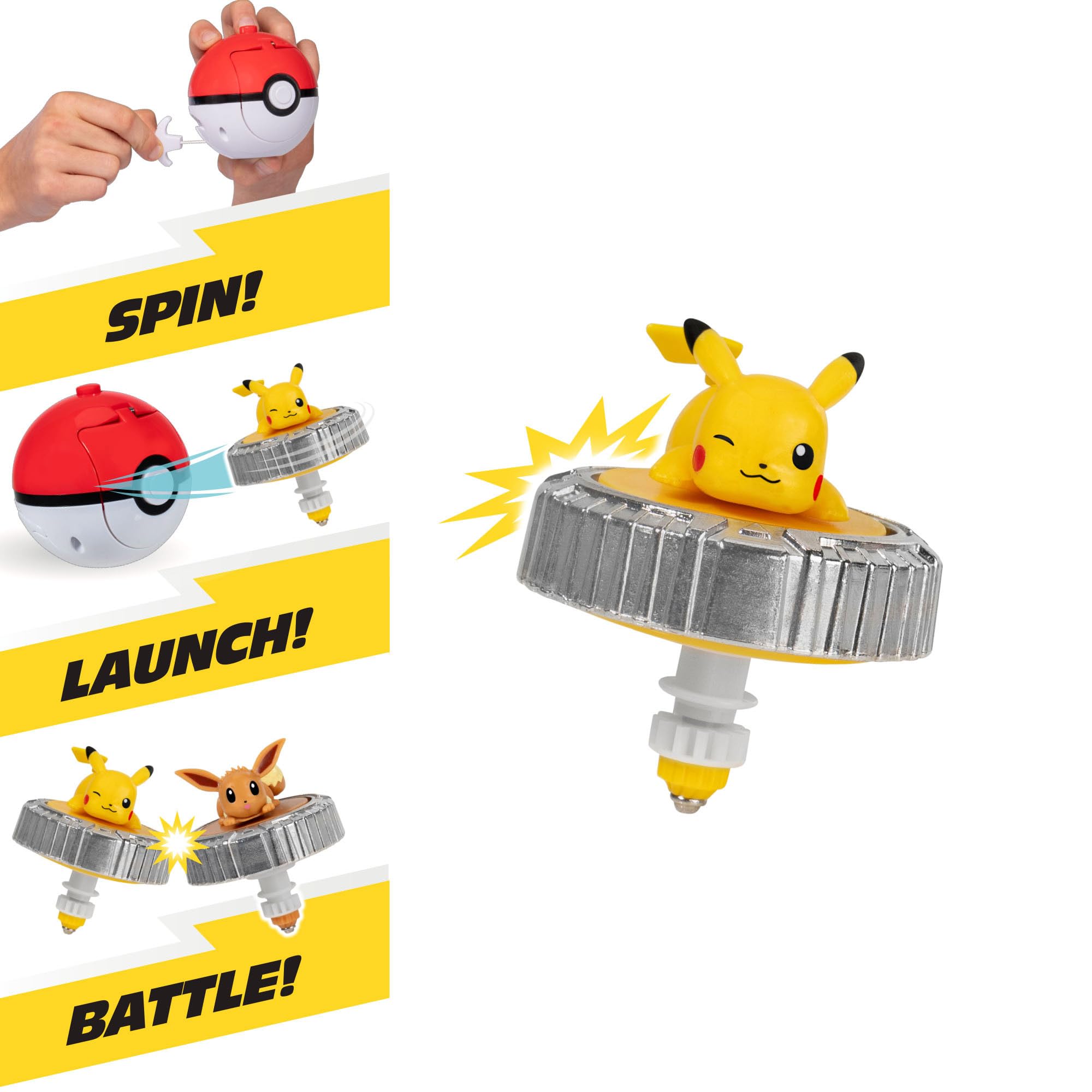 Pokémon PKW Battle Spinner Pack - Pikachu #1 & Poké Ball Launcher 3