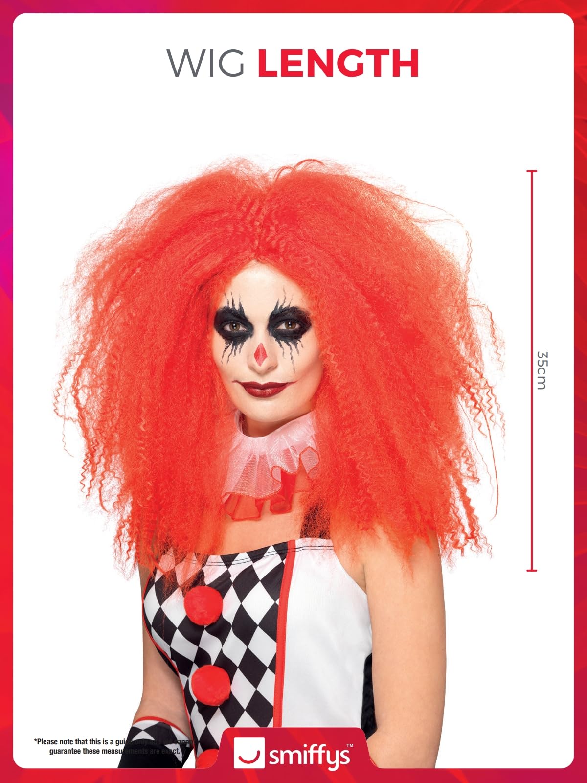 Smiffys Red Crimped Clown Wig for Women 6
