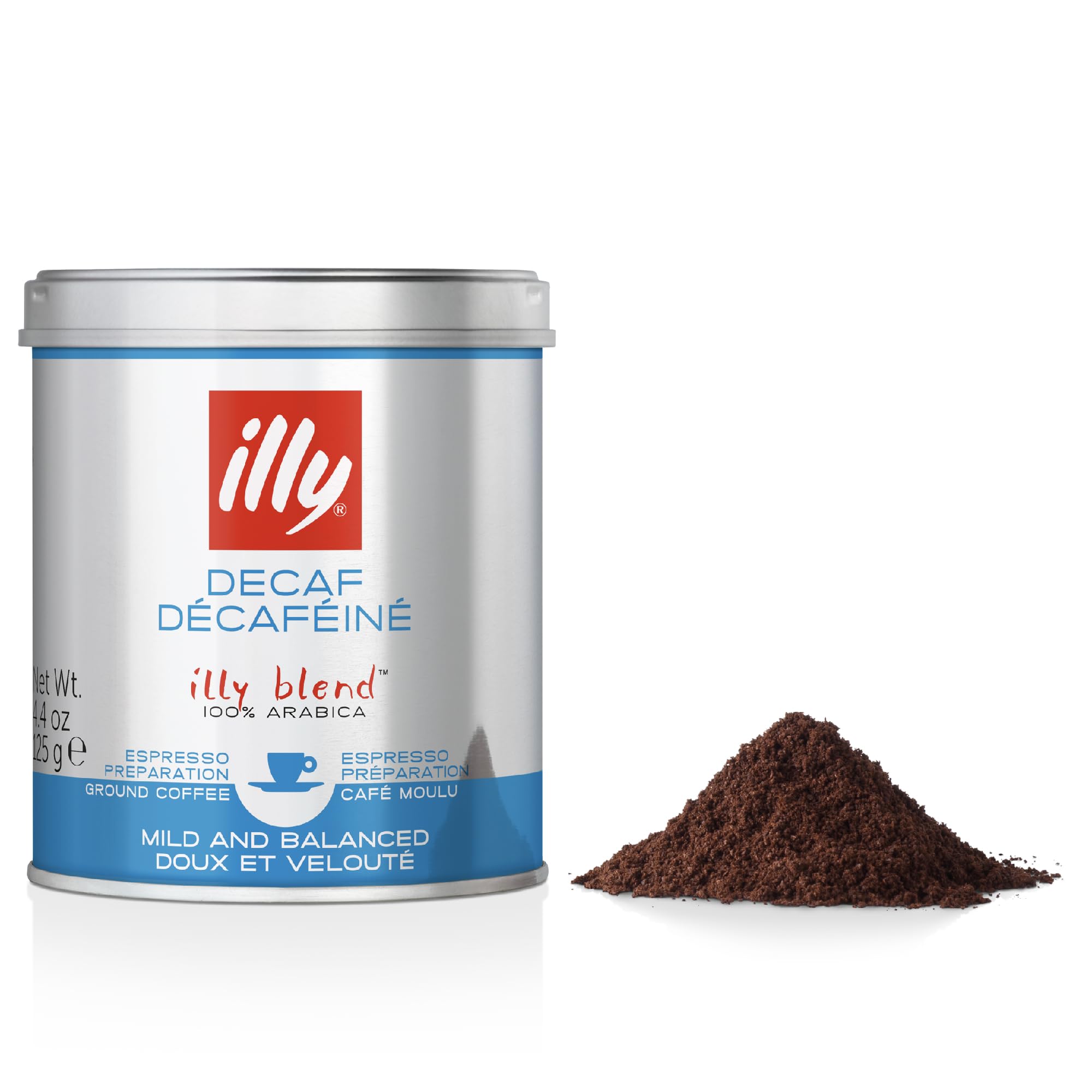 illy - Decaf Ground Coffee - Medium Roast - 100% Arabica - Perfect for Espresso Machines - 125g Tin