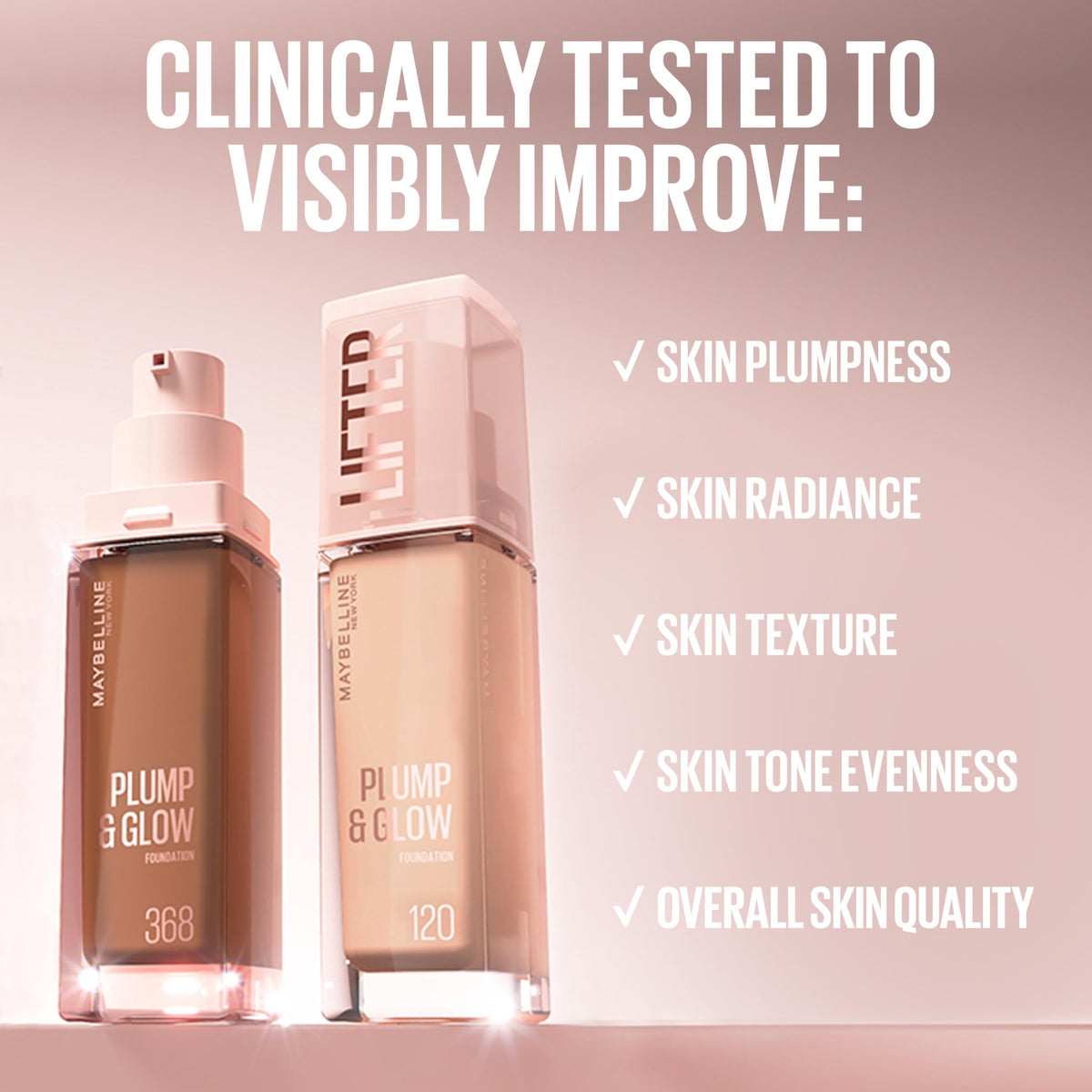 Maybelline Lifter Plump & Glow Foundation - SPF20, Buildable Coverage, 30 ml, Shade 368