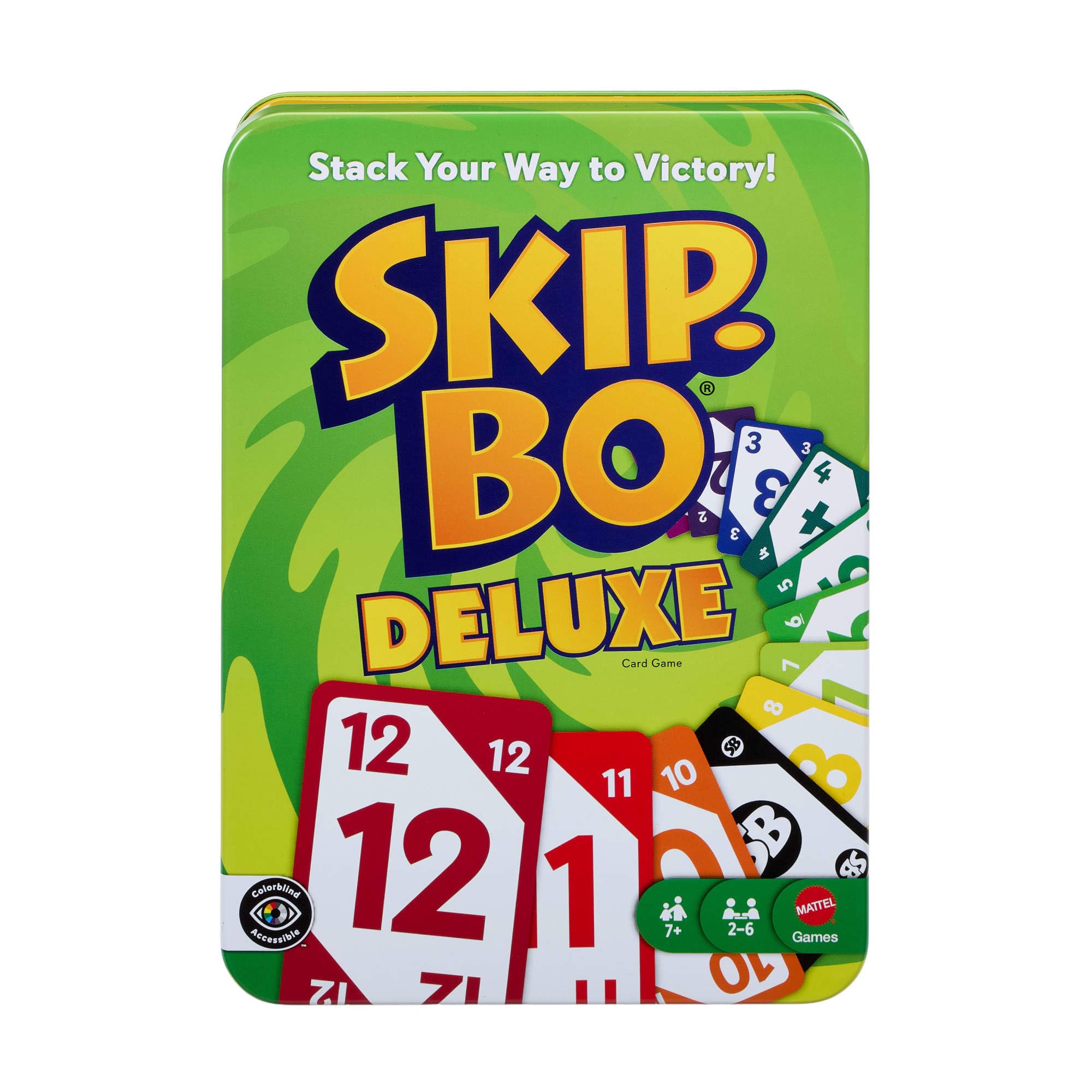 Juegos Mattel Skip-Bo Deluxe Card Game Tin - Ages 7+, 2-6 Players