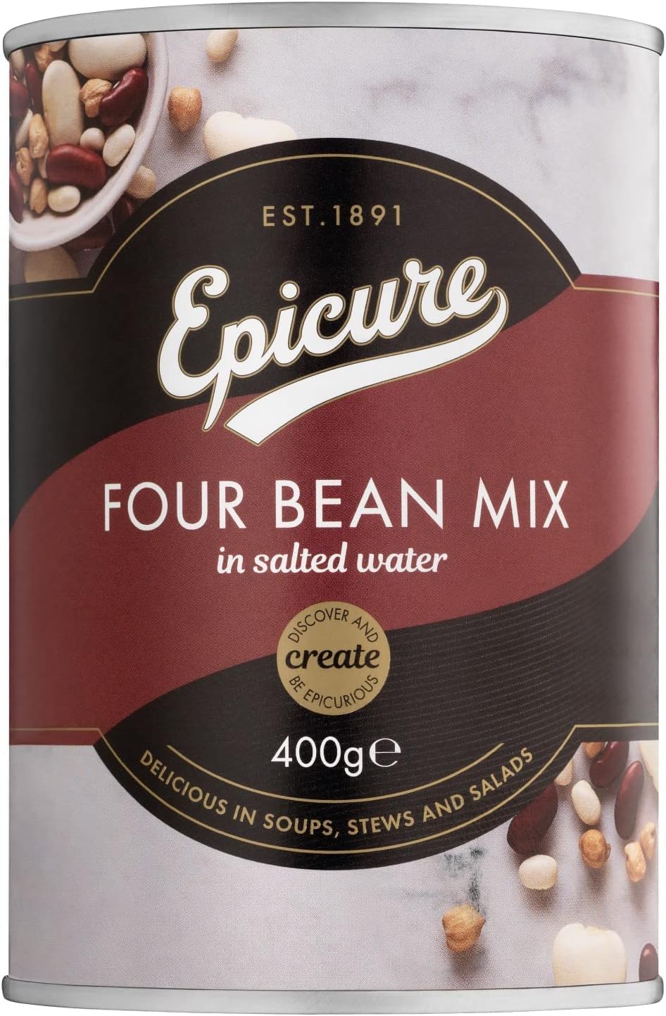 Epicure Four Bean Mix - Chickpeas, Cannellini, Butter & Red Kidney Beans | 400g
