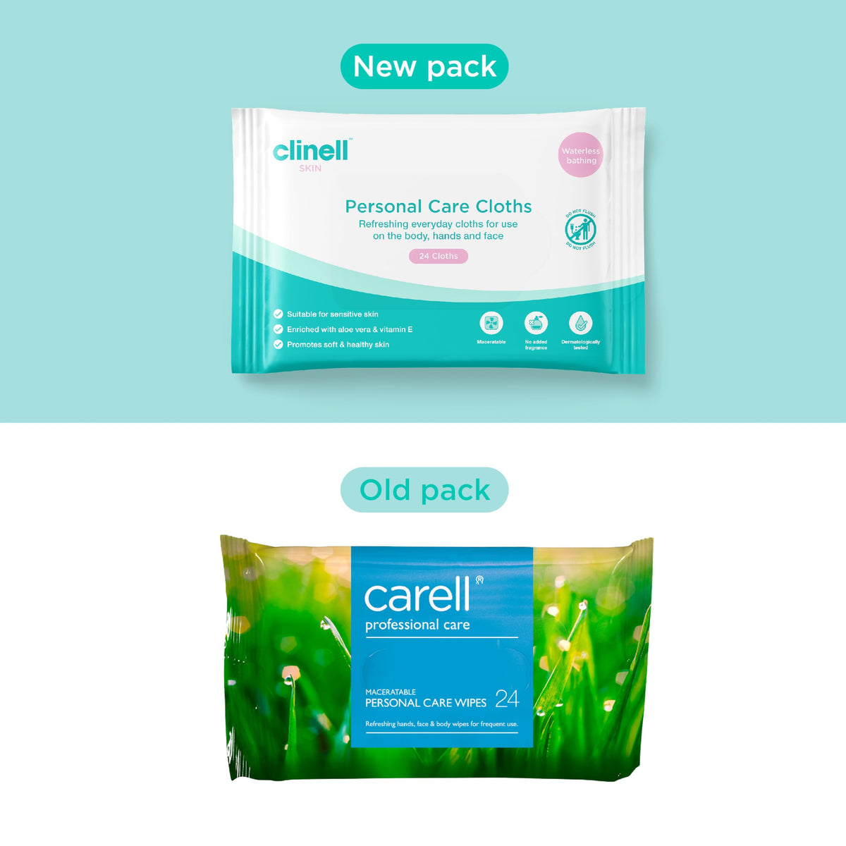 Clinell Skin Professional Care Maceratable Personal Care Wipes - 24 Count