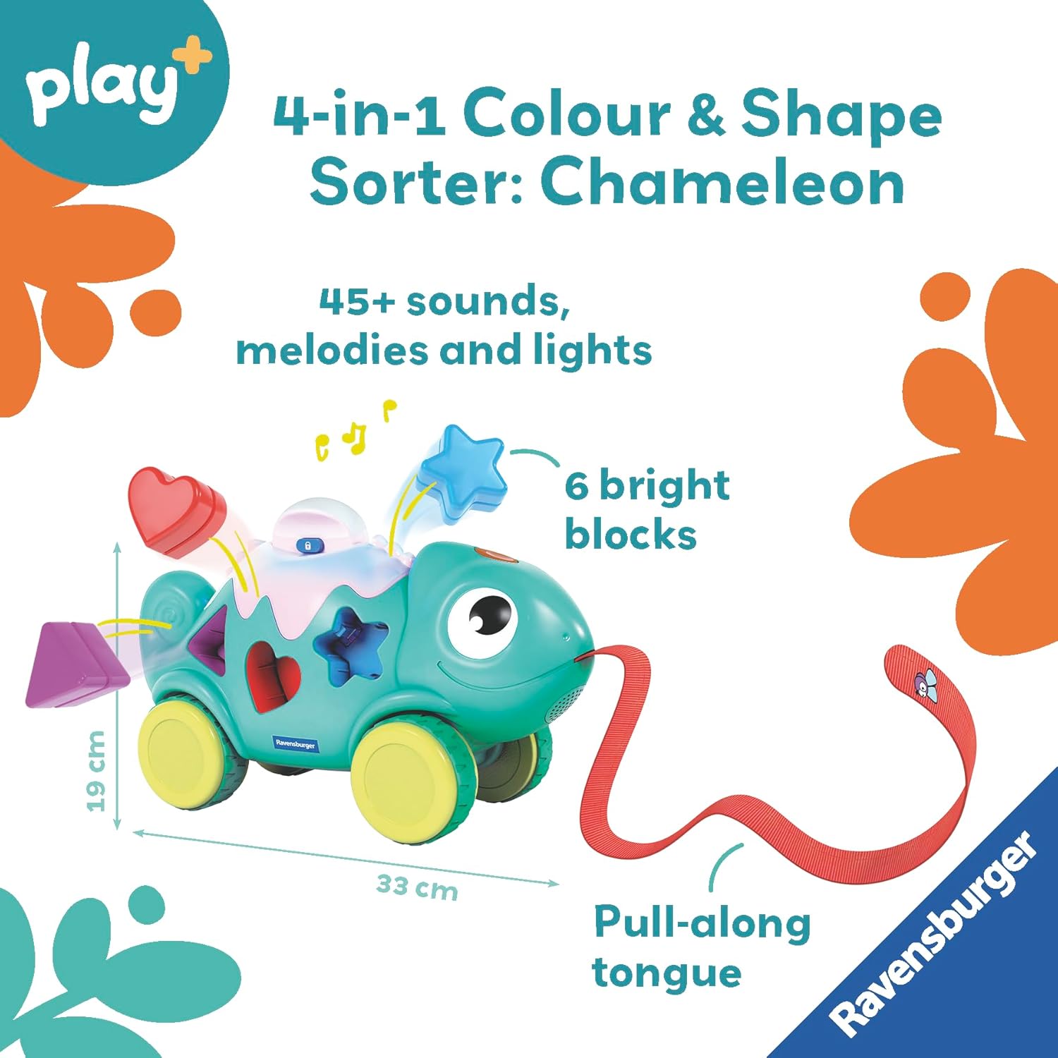 Ravensburger Play+ 4-in-1 Chameleon Colour & Shape Sorter Toy for 1 Year Old