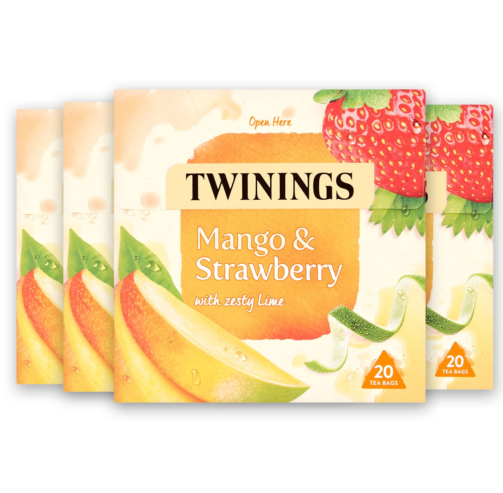 Twinings Mango Strawberry & Lime Fruit Tea 80 Bags (4 x 20) Caffeine Free