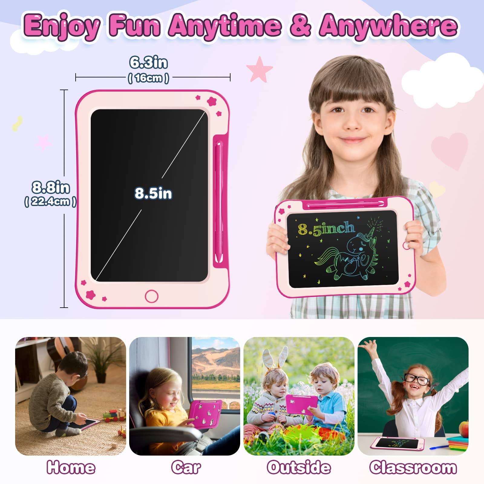 TEKFUN 8.5 Inch LCD Writing Tablet for Kids - Educational Drawing Board for 3-8 Year Olds 3