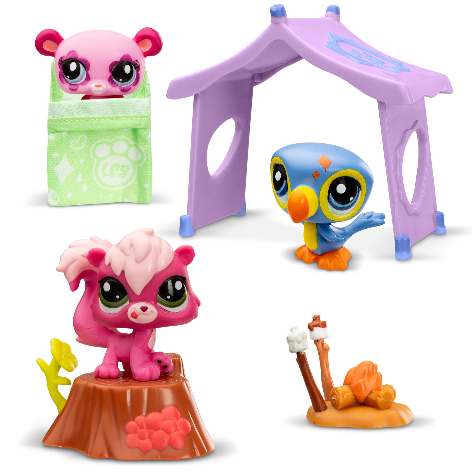 Littlest Pet Shop Bandai Series 2 Camping Adventure Play Pack - 3 Pet Figures with Accessories, Ages 4+ 9