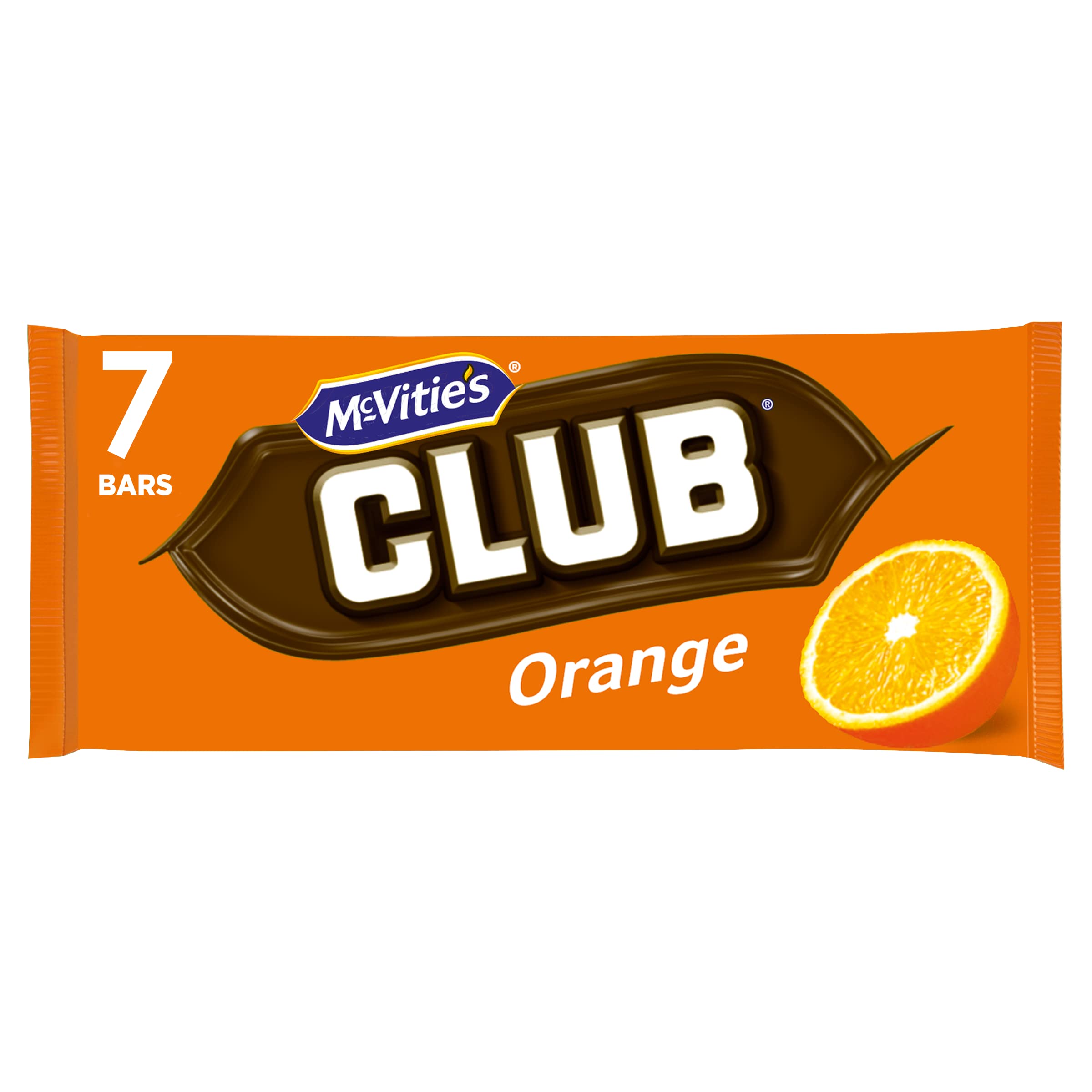 McVitie's Club Orange Biscuit Bars, 7 x 22g Individually Wrapped Chocolate Biscuits
