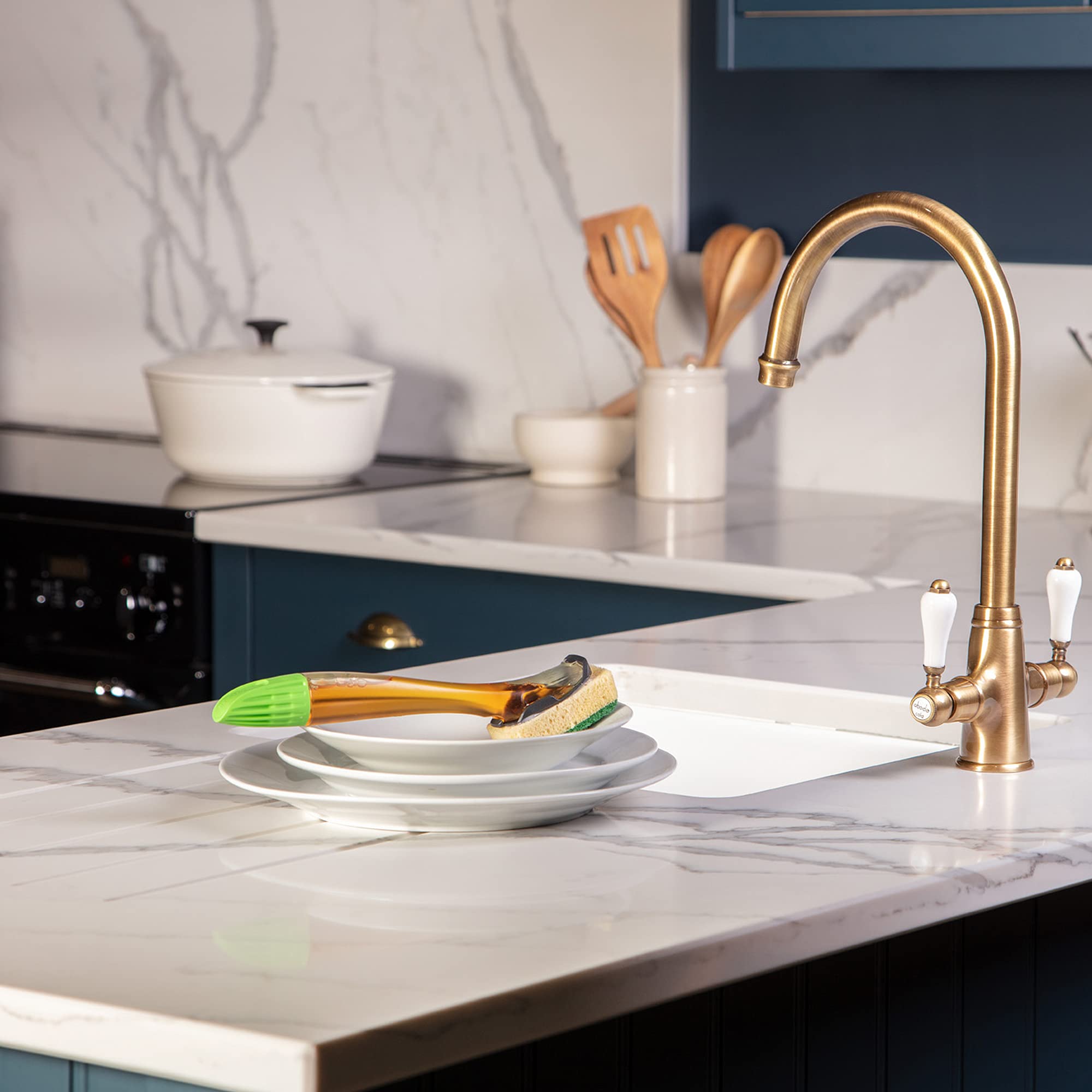 Dishmatic - Extra Heavy-Duty Washing-Up Sponge Refill Heads Black with Antibacterial Layer 6