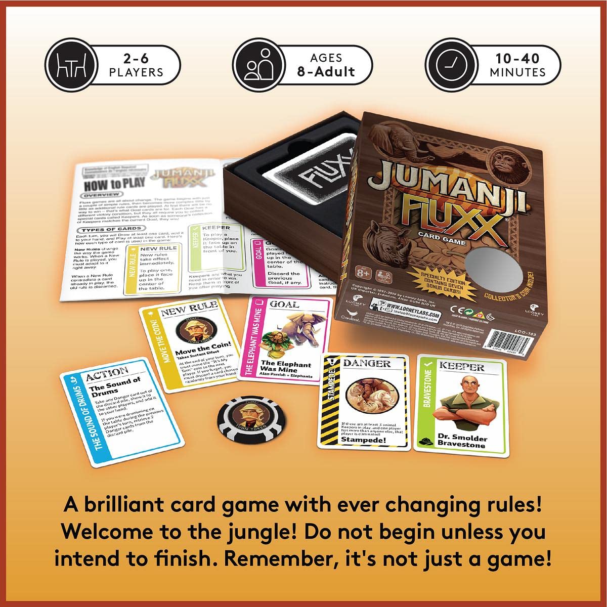 Looney Labs Jumanji Fluxx Card Game - Mixed Colours 6