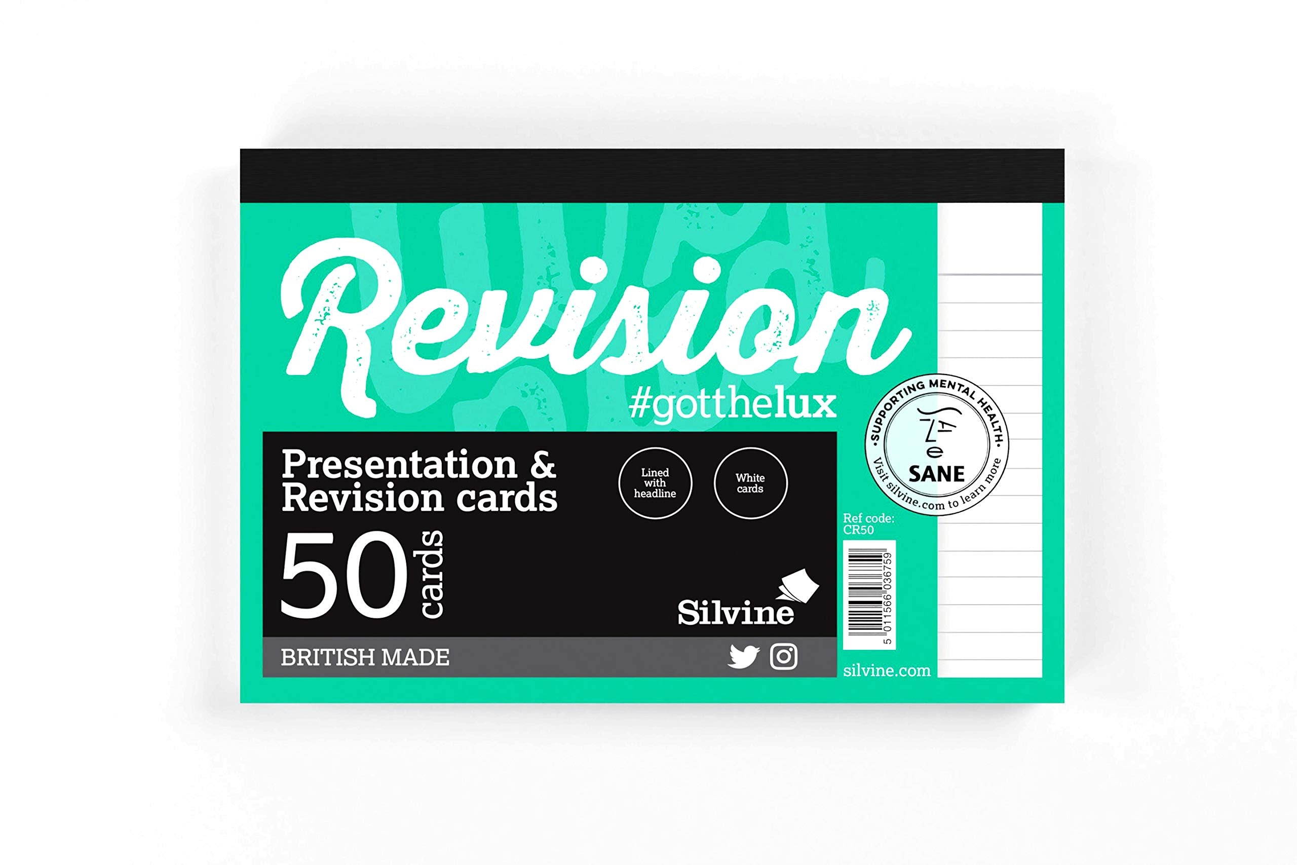 Luxpad A6 Gluebound Revision & Presentation Cards - White. 50 Lined Cards Per Pad (6x4") 1