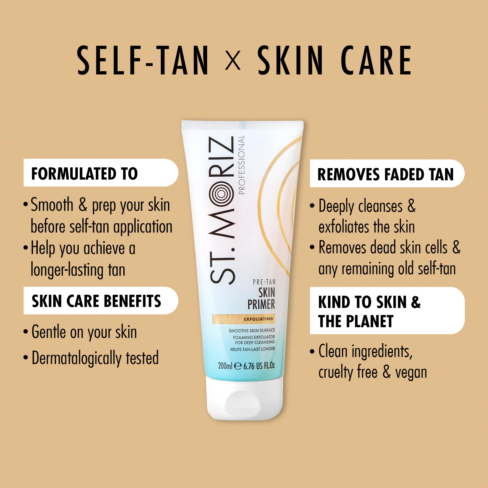ST. MORIZ Professional Pre-Tan Skin Primer - Exfoliating Body Scrub for Fake Tan Prep, 200ml