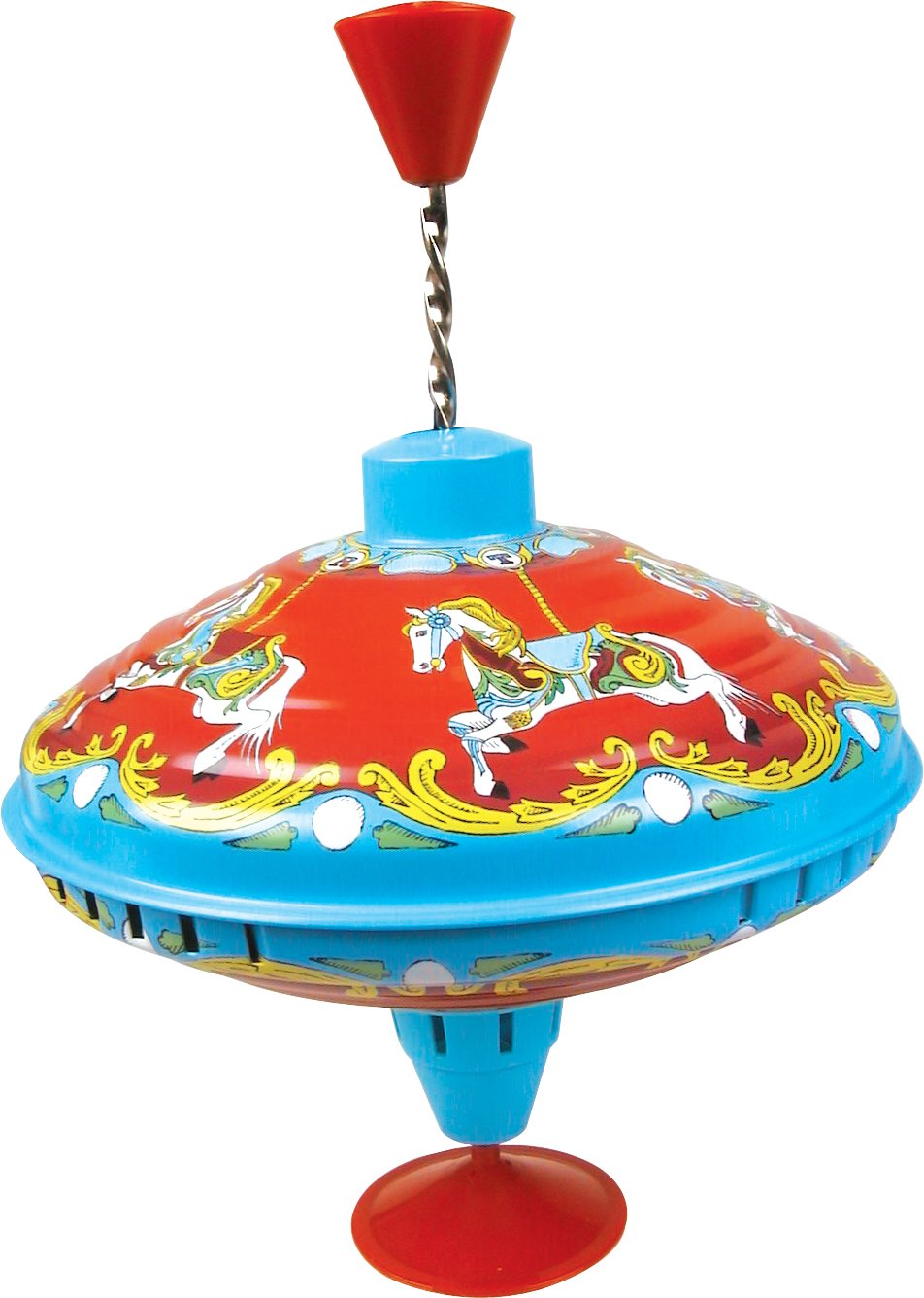Tobar Carousel Humming Top - Traditional Metal Spinning Toy | 17.5cm Tall | Mixed Color 3