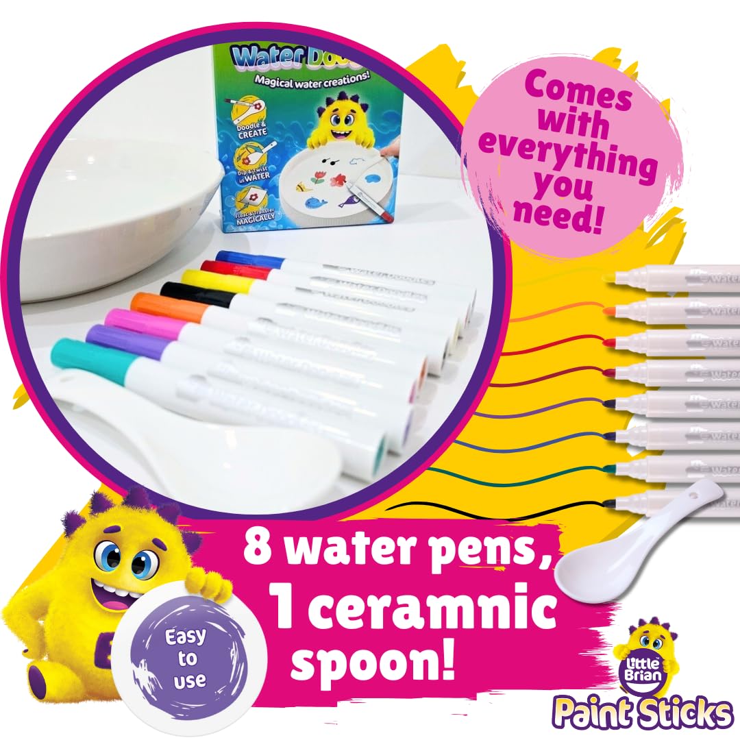 Little Brian Water Doodles - Magic Water Art Playset with 8 Pens & Ceramic Spoon 6