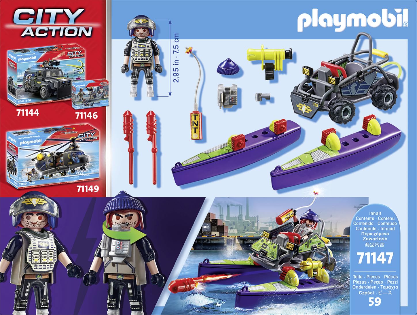 Playmobil City Action Tactical Multi-Terrain Quad - Convertible SWAT Speedboat | Ages 5+ 5