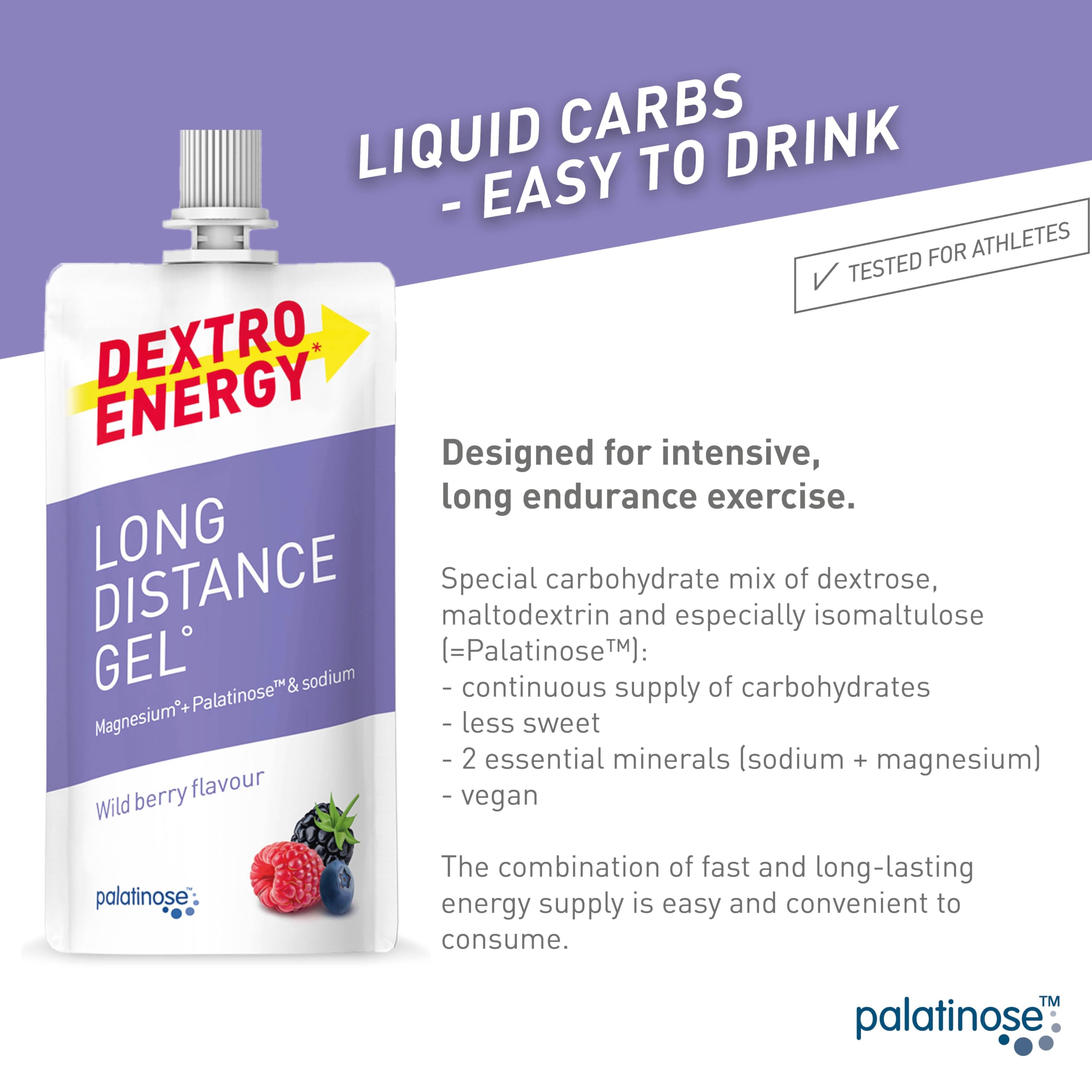 Dextro Energy Long Distance Gel Wild Berry - 50ml Sachet with Fast & Long-Lasting Energy for Endurance Sports 3