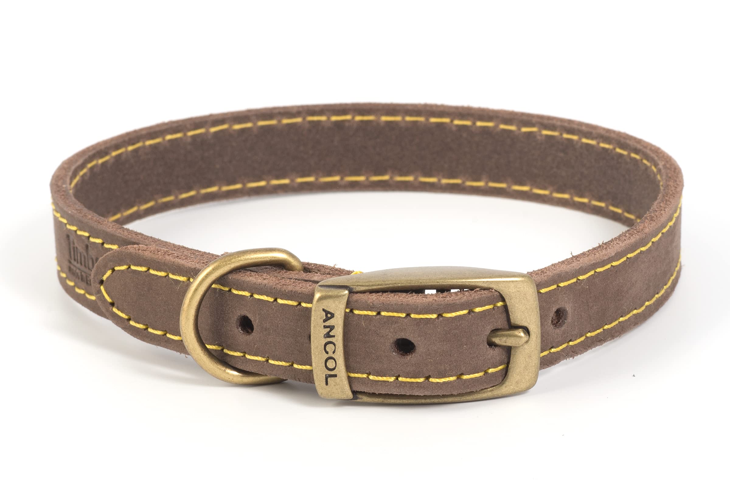Ancol Timberwolf Leather Dog Collar - Sable | Size 4 (35-43 cm Neck)