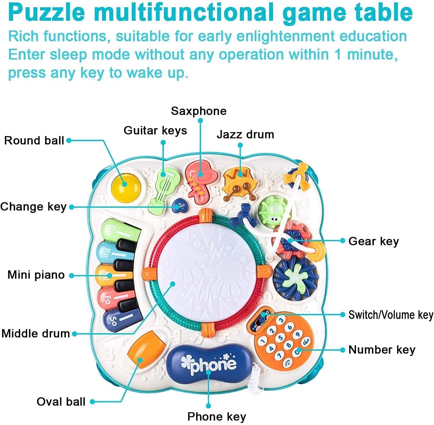 Baby Activity Table 11-in-1 Musical Learning Center - Educational Toy for 6 Months to 8 Years 6