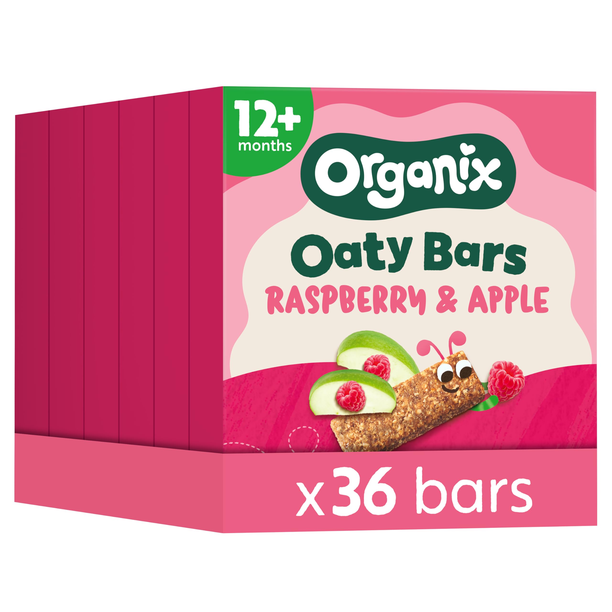 Organix Raspberry & Apple Oaty Snack Bars - 6 Boxes of 6 x 23g