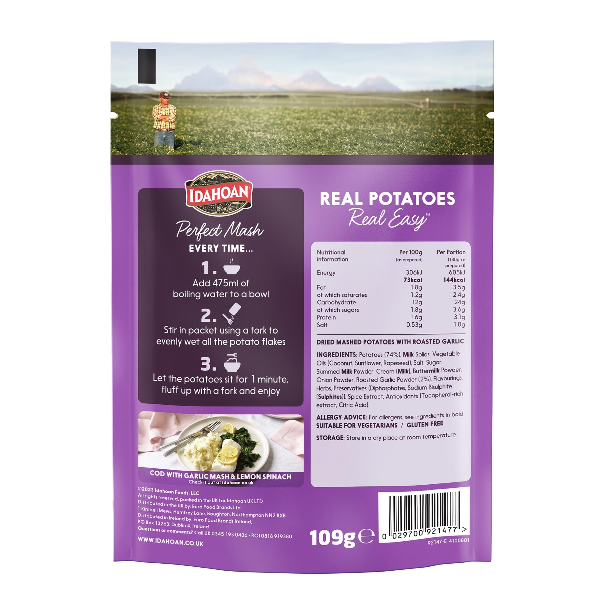 Idahoan Roasted Garlic Mash Potatoes - Gluten Free Vegetarian Instant Mashed Potatoes 3