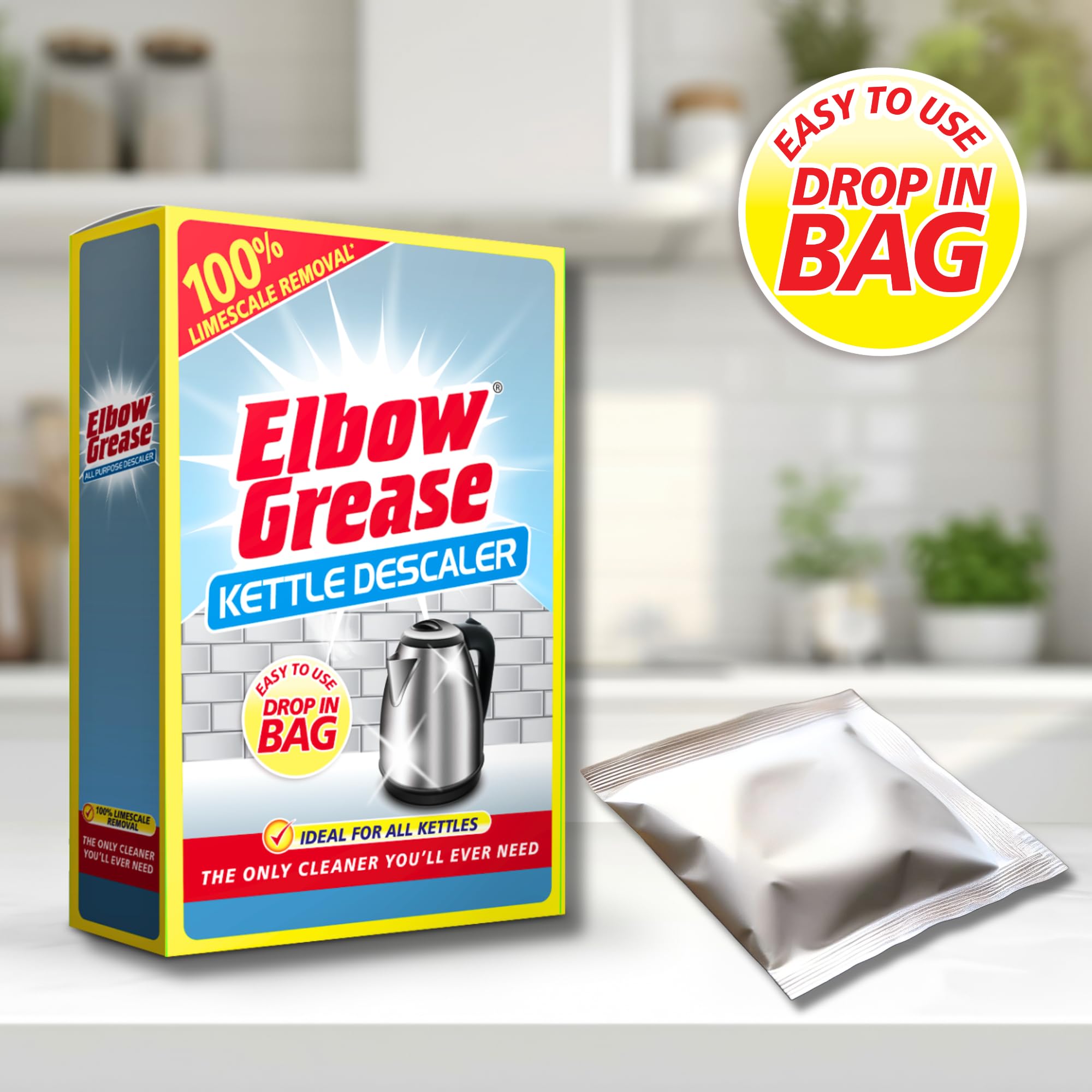 Elbow Grease Kettle Descaler - Up to 100% Limescale Removal | Ready to Use Sachet | 1 Count