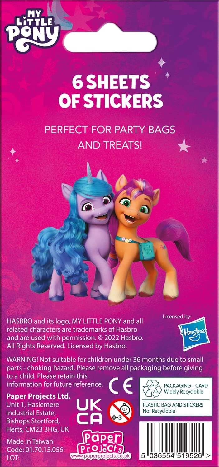 Paper Projects My Little Pony Party Pack - Reusable Glossy Stickers (01.70.15.056), 6 Sheets, Pink