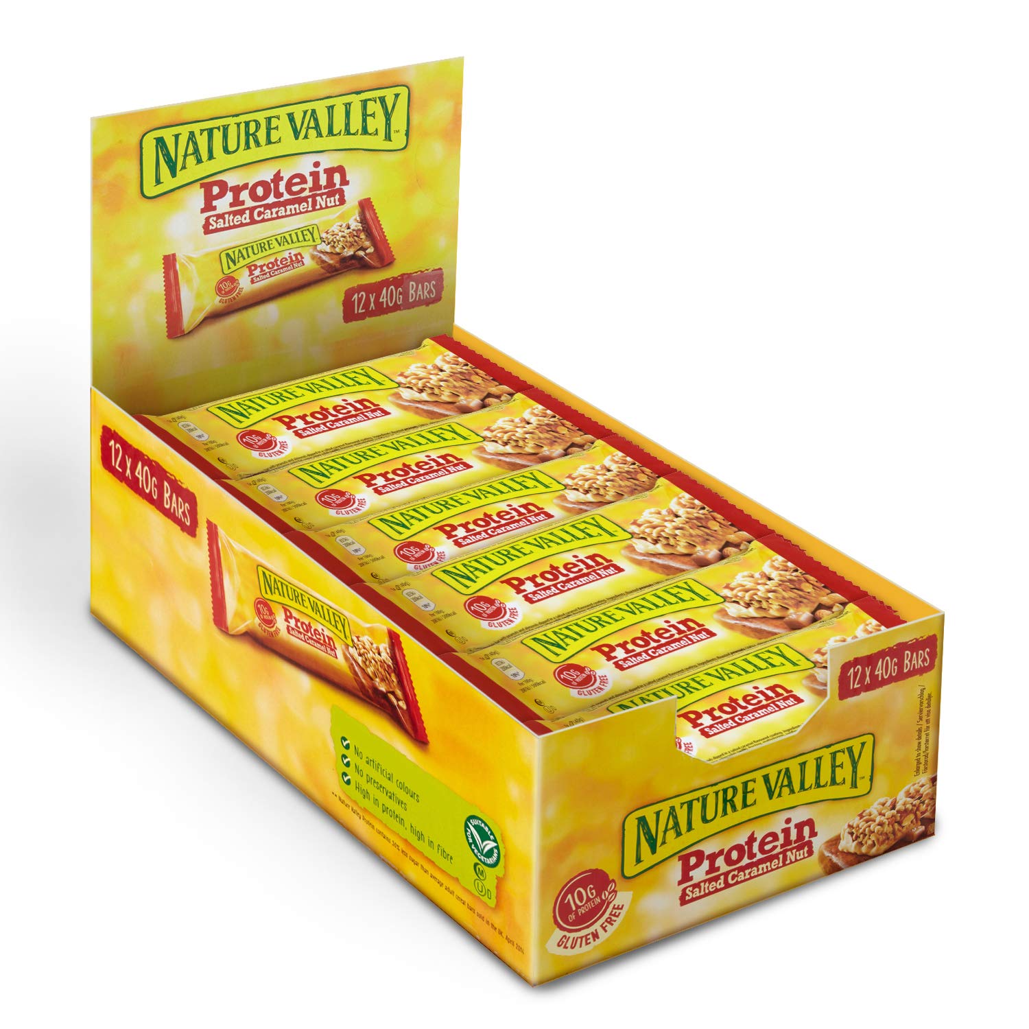 Nature Valley Protein-Müsliriegel mit gesalzenen Karamell-Nüssen, glutenfrei, 12 x 40 g