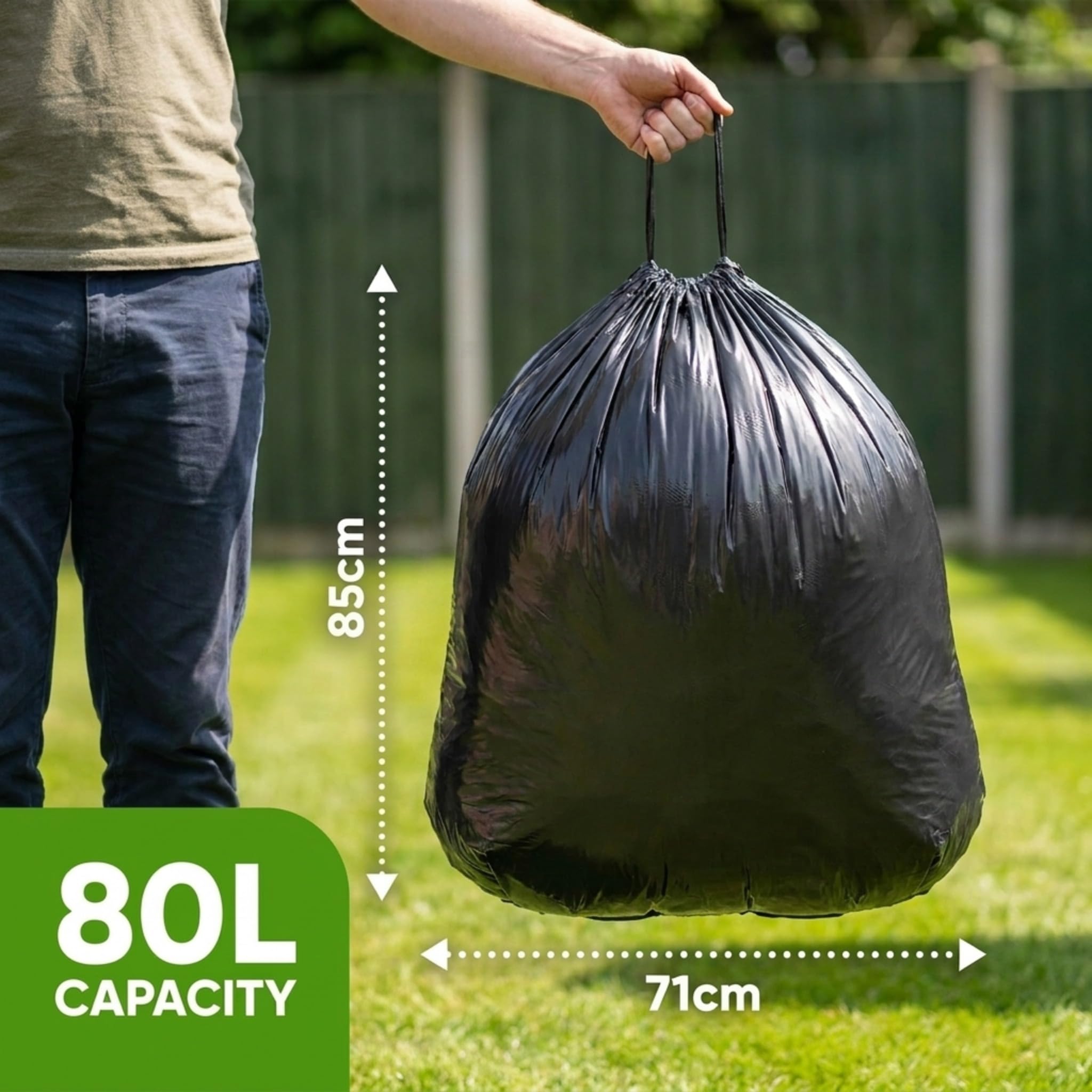 EcoBag Ultimate Embossed Drawstring Bin Liners - 80L Capacity, 10 Pack