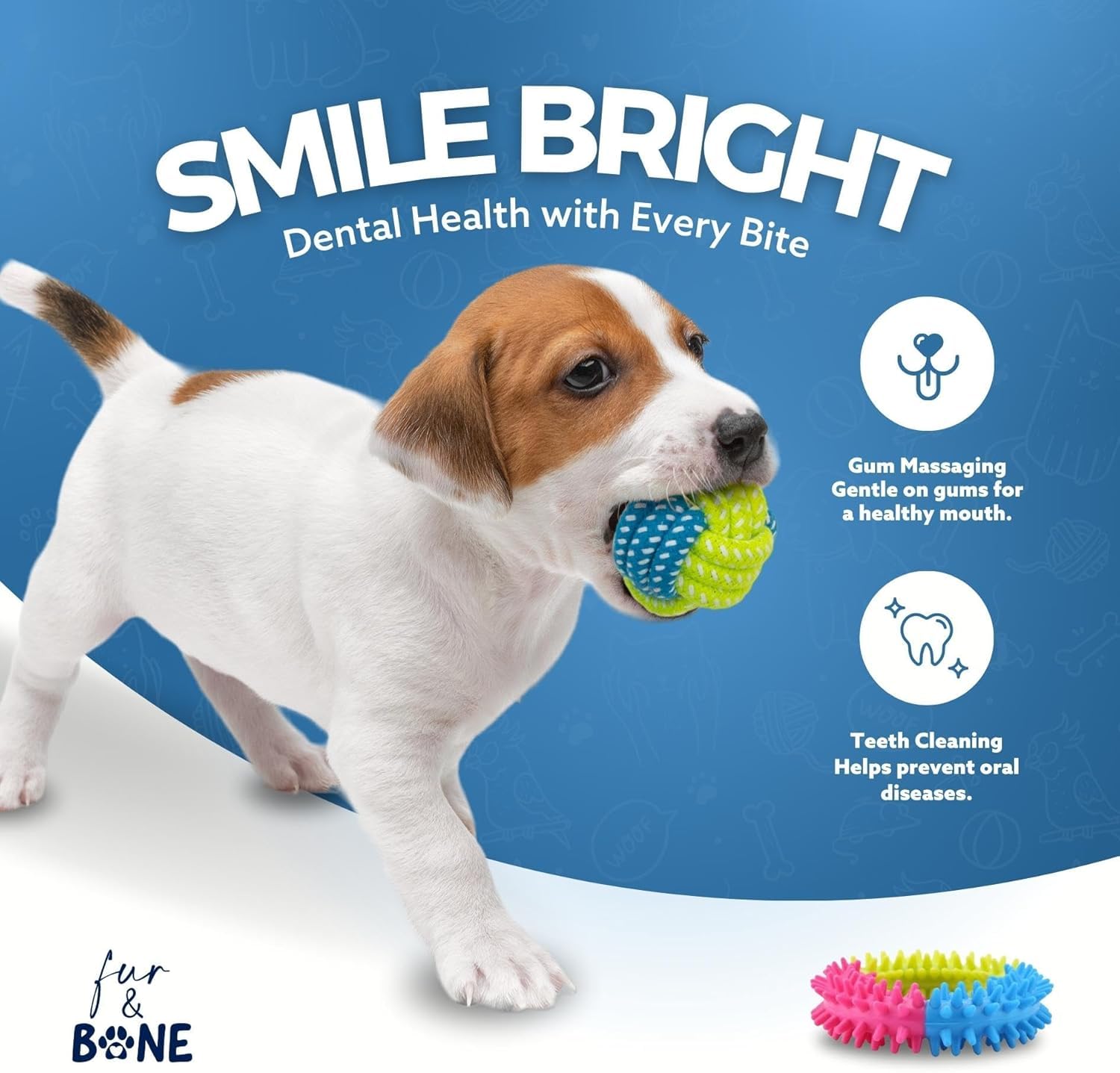 Fur & Bone Dog Chew Toys - Ultimate 10-Pack for Teething & Boredom | Cotton Rope Toys 4