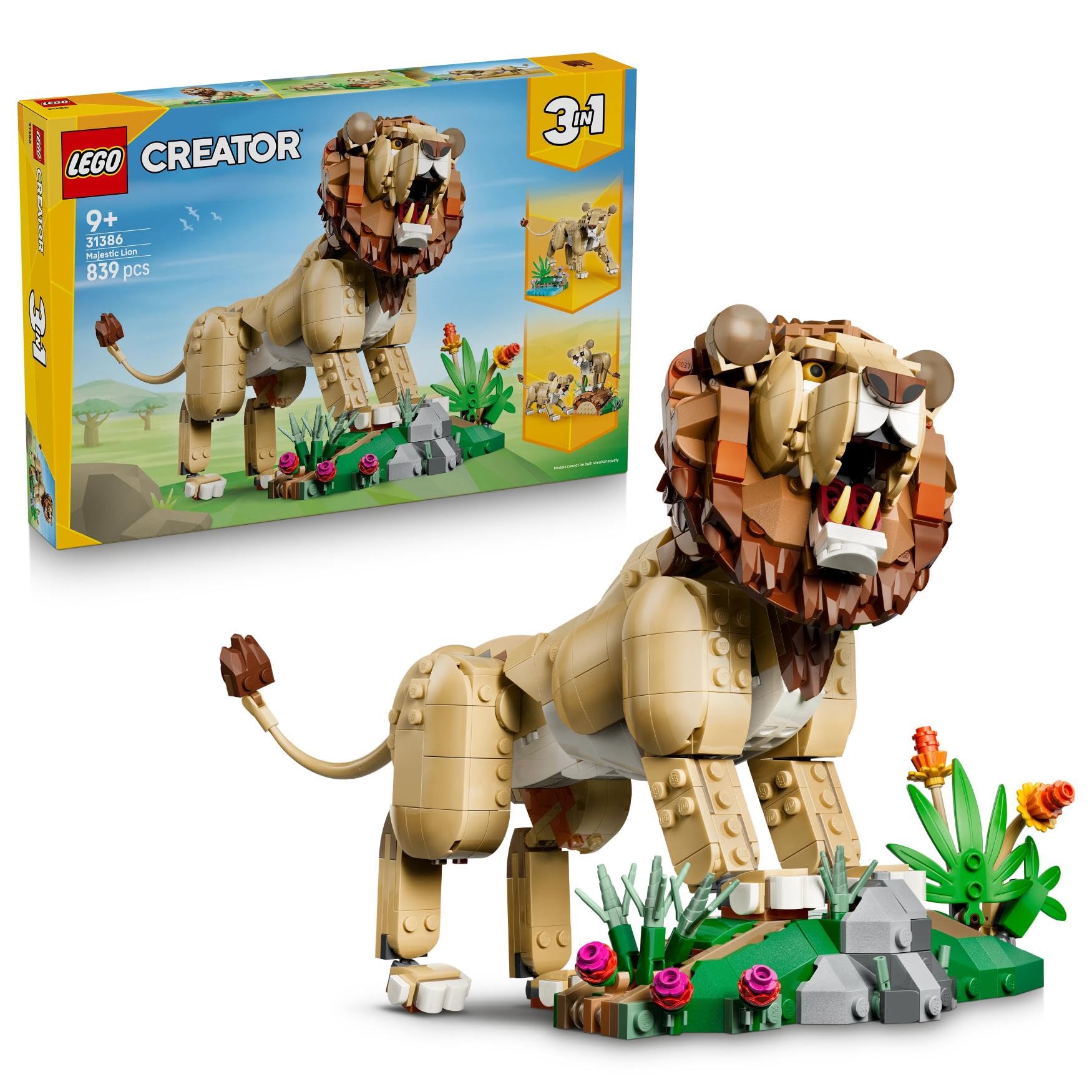 LEGO Creator 3 in 1 Wild Animals: Majestic Lion Building Set (Ages 9+)