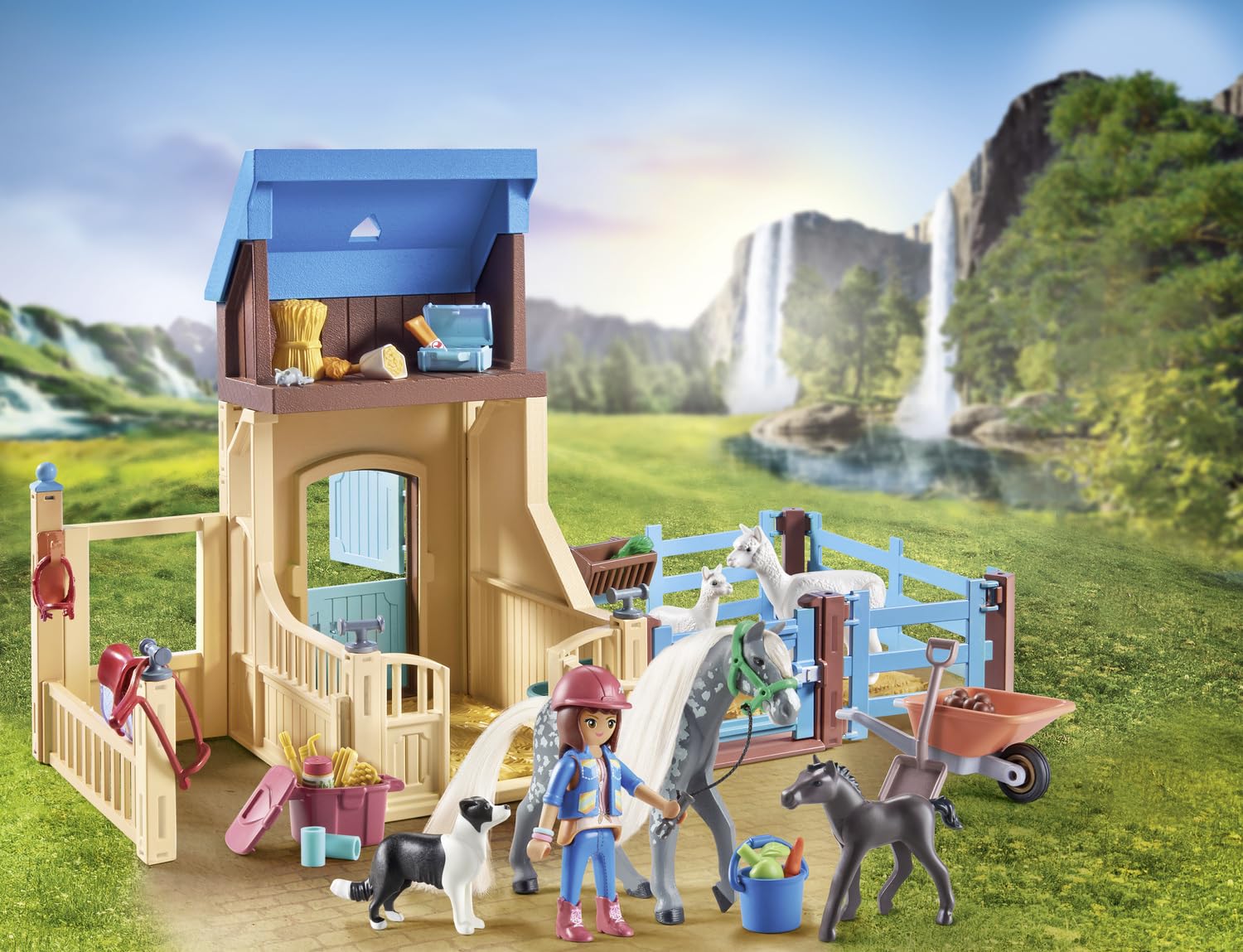 Playmobil 71353 Horses of Waterfall Horse Stall with Amelia and Whisper - Imaginative Play Set for Kids 5+ 5