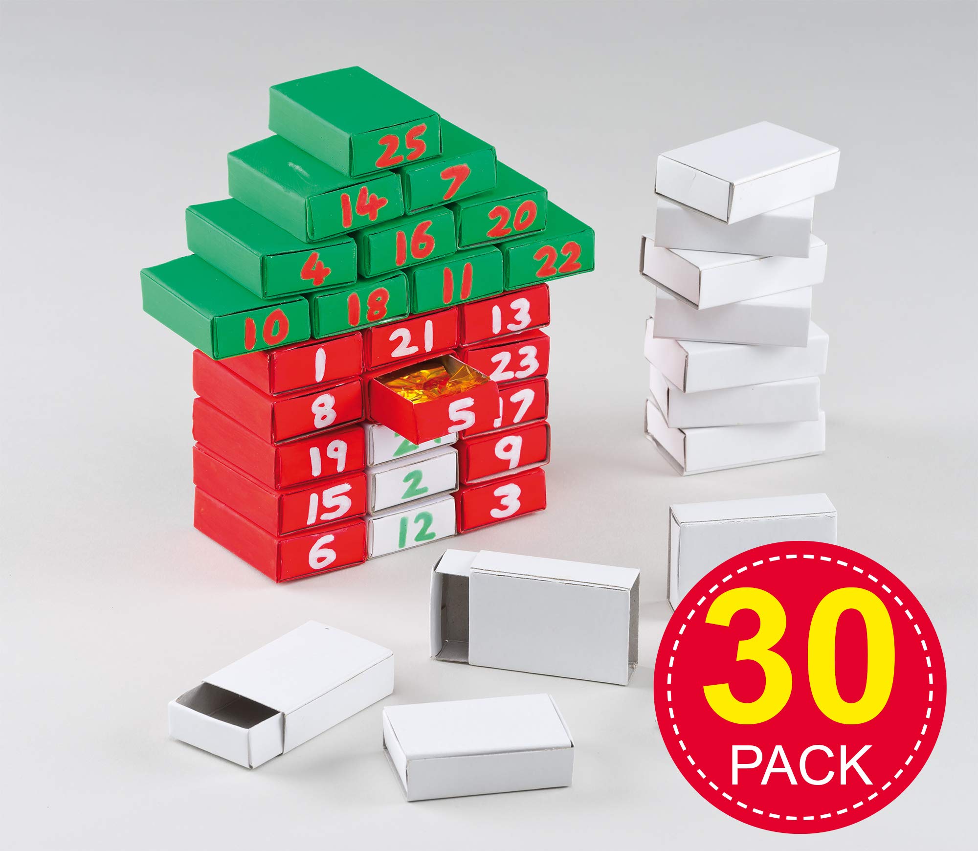 Baker Ross E5324 Craft Matchboxes - Pack of 30 for Decorating | 52mm x 35mm Cardboard