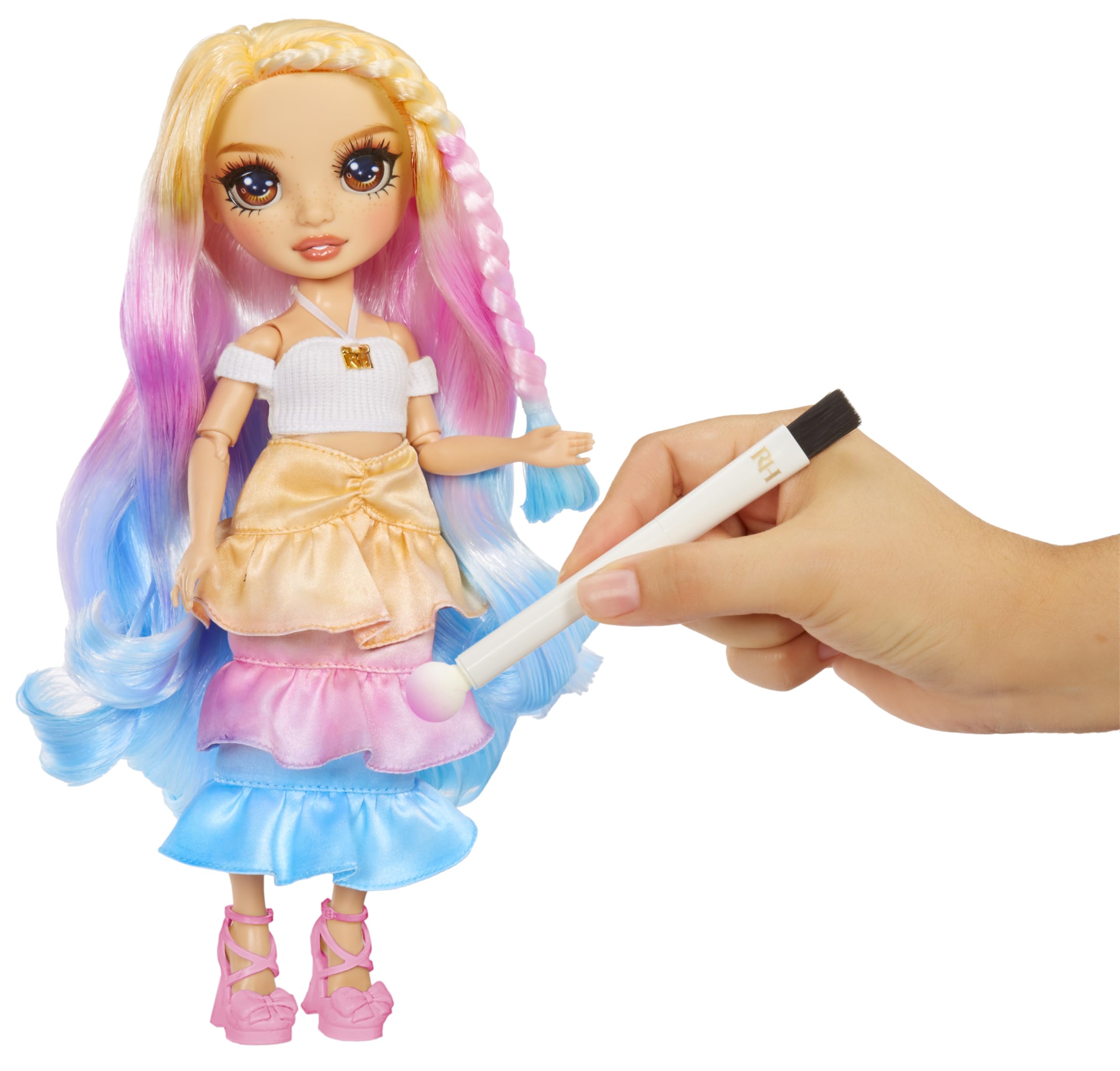 Rainbow High Watercolour & Create DIY Fashion Doll - Tie-Dye Kit with Washable Colours, Extra Outfits - Ages 4-8 11