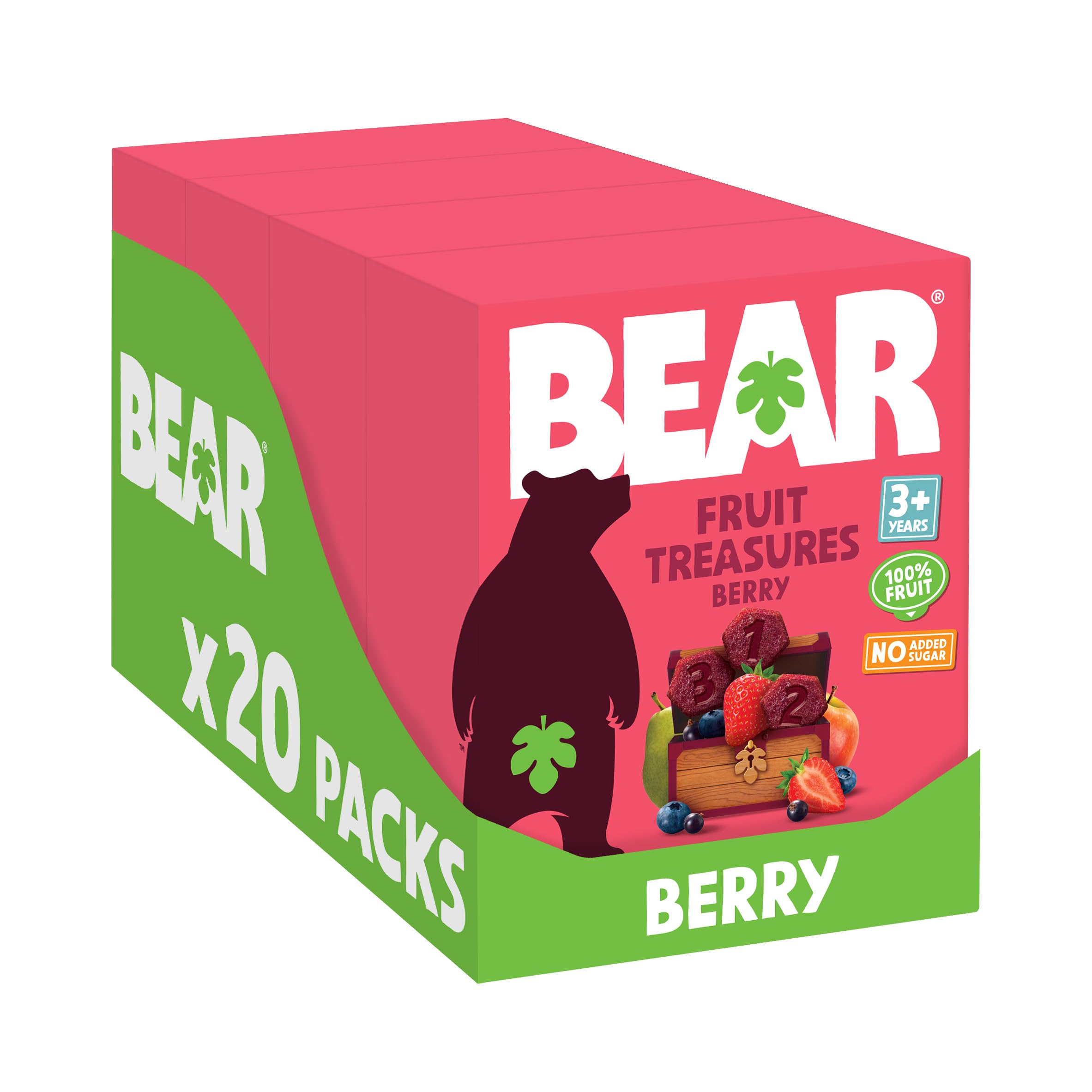 BEAR Fruit Treasures - 100% Natural Dried Fruit Snacks | Pack of 20 x 20g