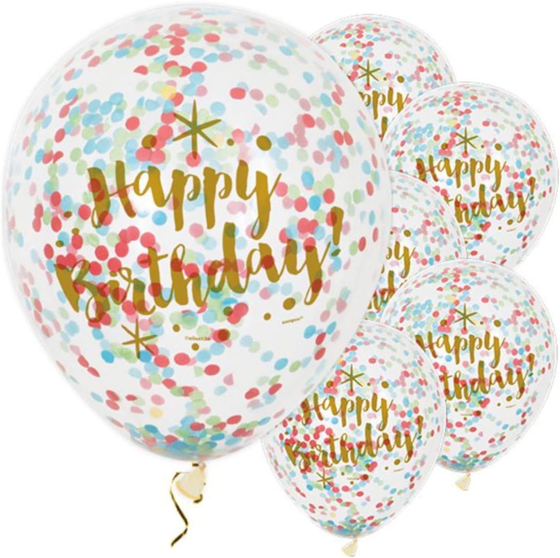 Foil Glitzy Gold Happy Birthday Confetti Balloons - Pack of 6 5