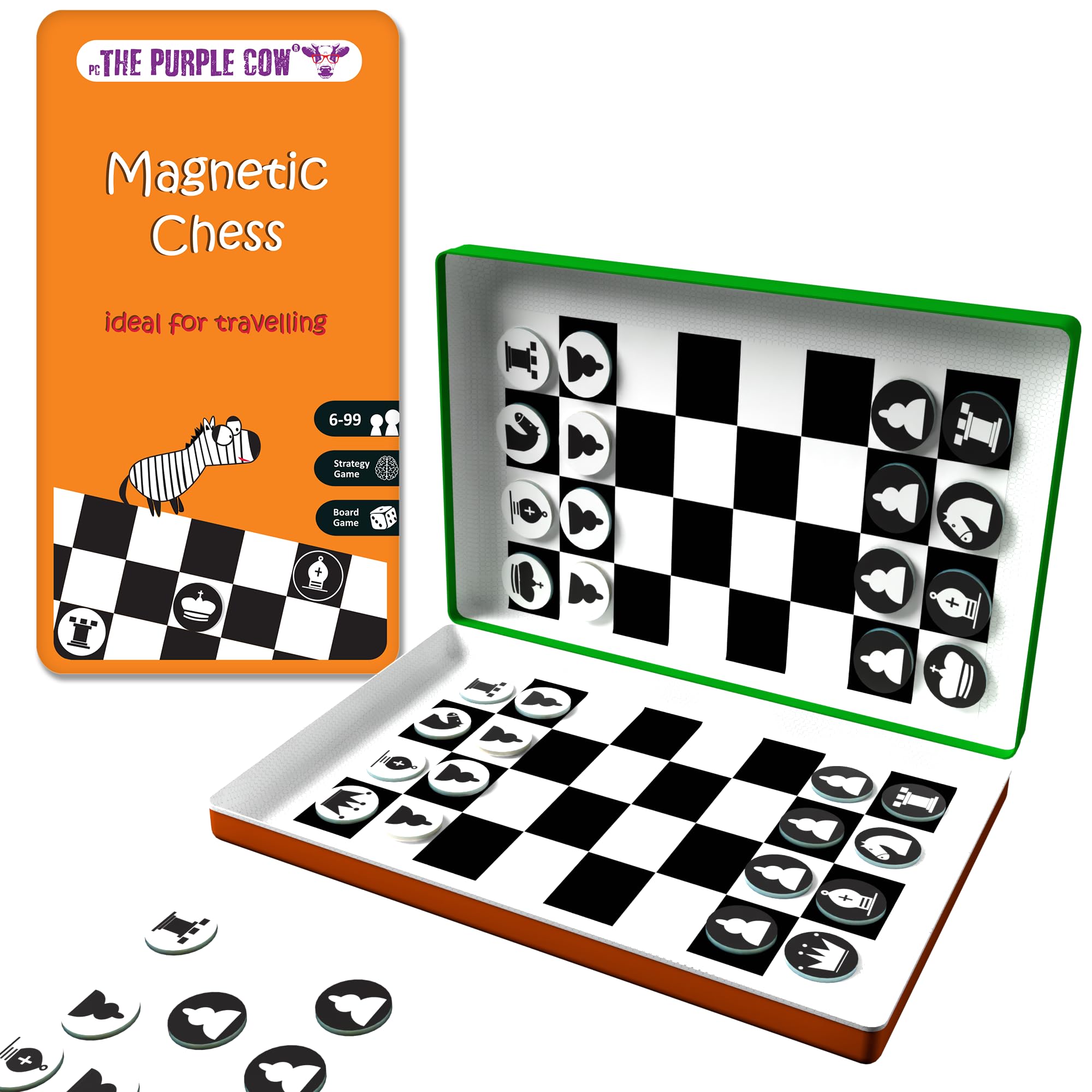 The Purple Cow Chess Magnetic Travel Game in Purple Tin 8