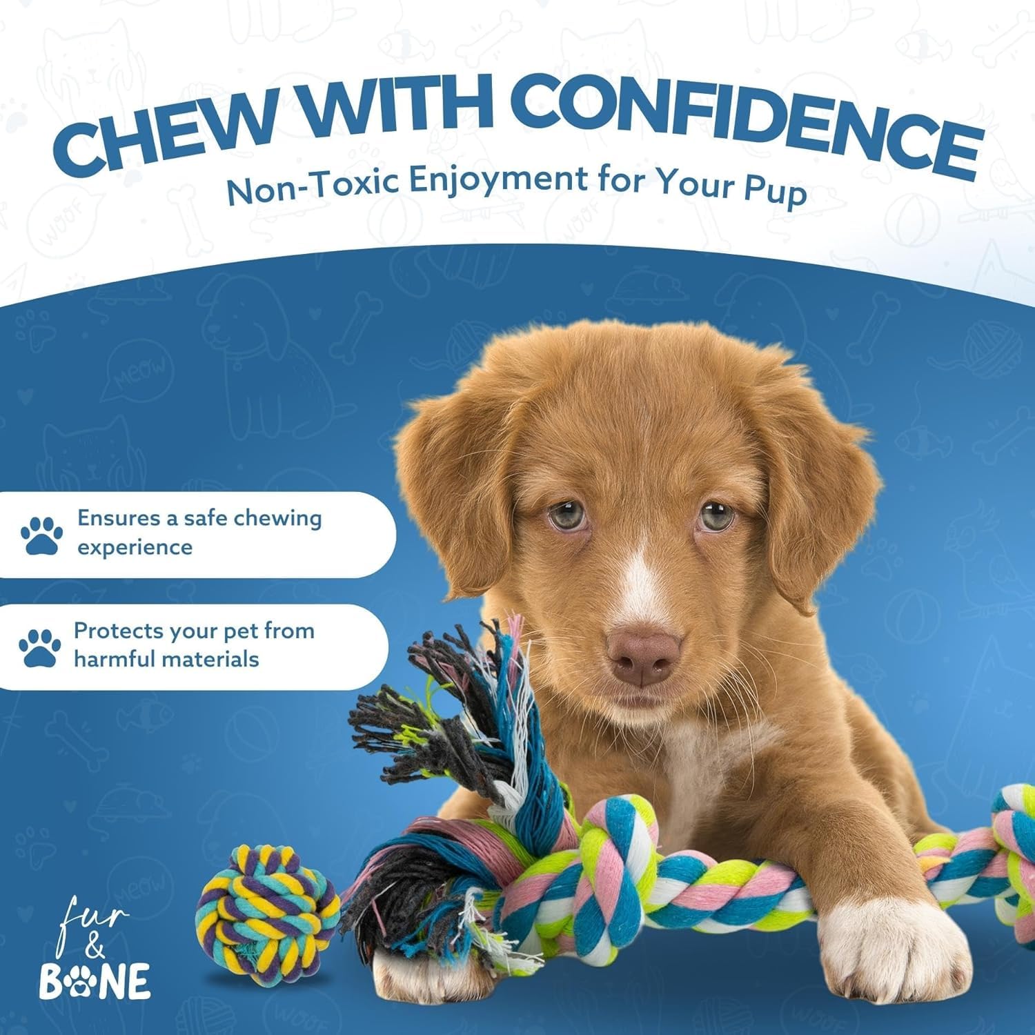 Fur & Bone Dog Chew Toys - Ultimate 10-Pack for Teething & Boredom | Cotton Rope Toys 5