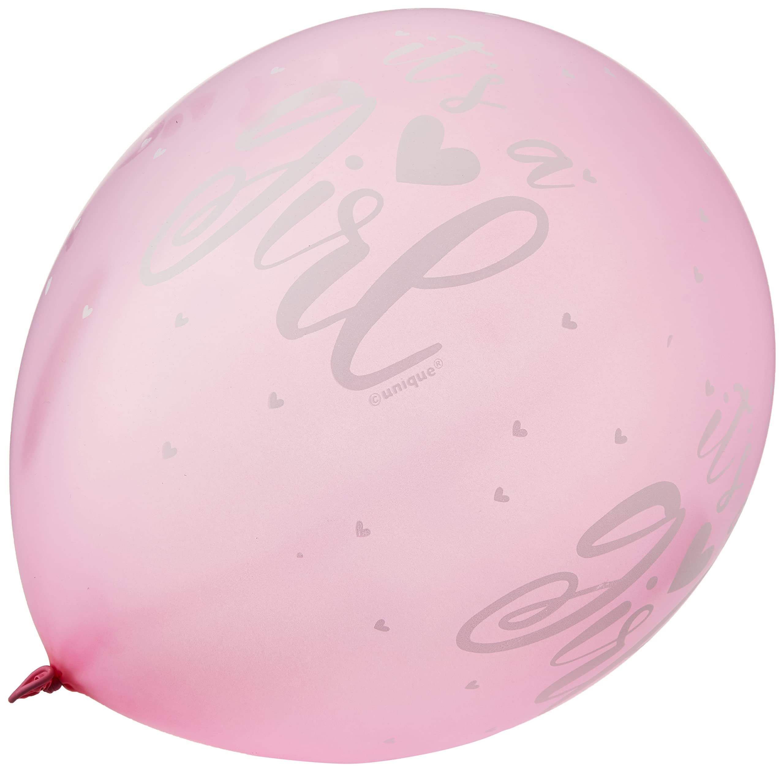 Unique It's A Girl Pink & White Latex Balloons - 30cm, Pack of 5 | Baby Shower & Gender Reveal 1